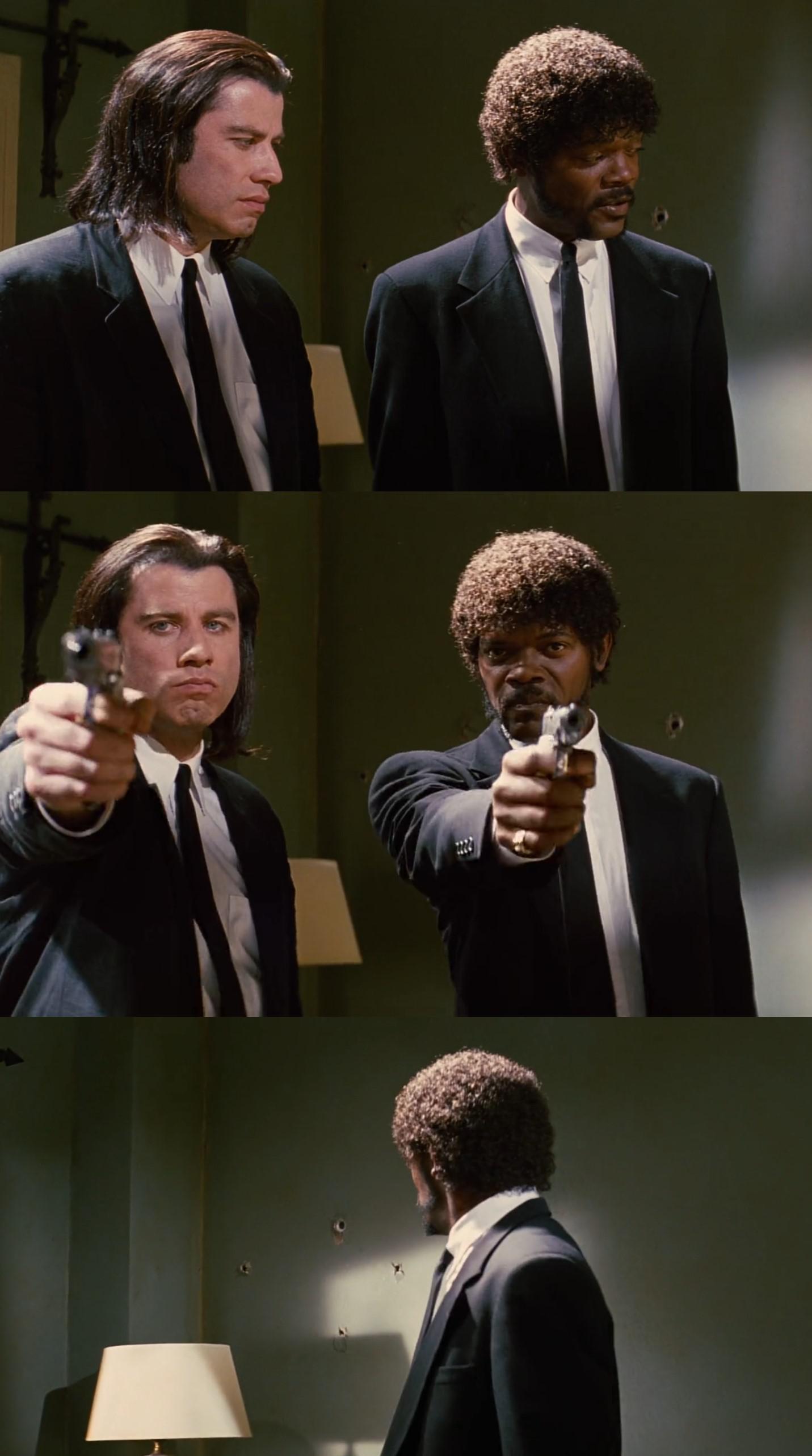 Pulp Fiction [1994] Continuity issues during the apartment shootout