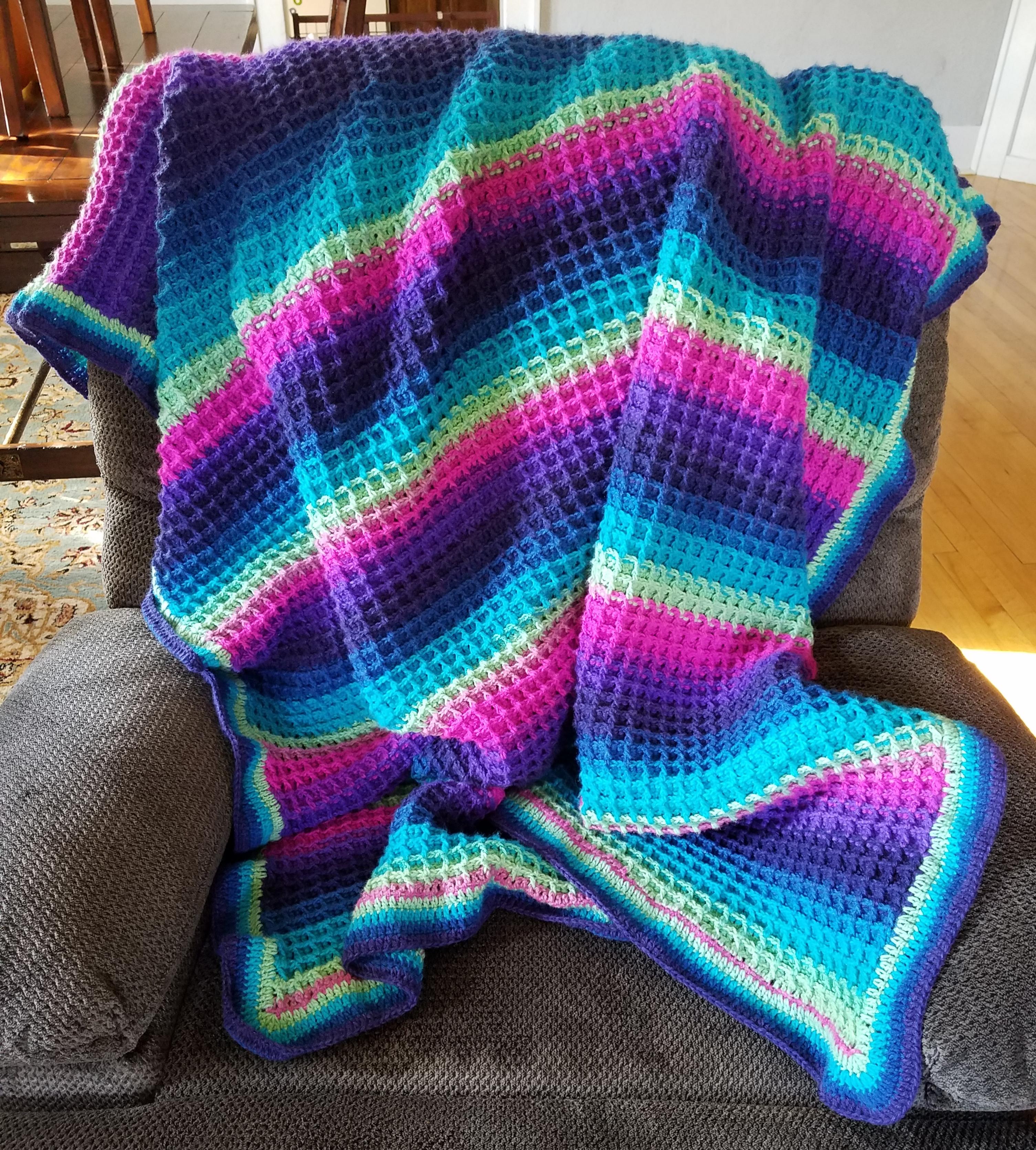 Waffle Stitch Blanket in Mandala Troll r/crochet