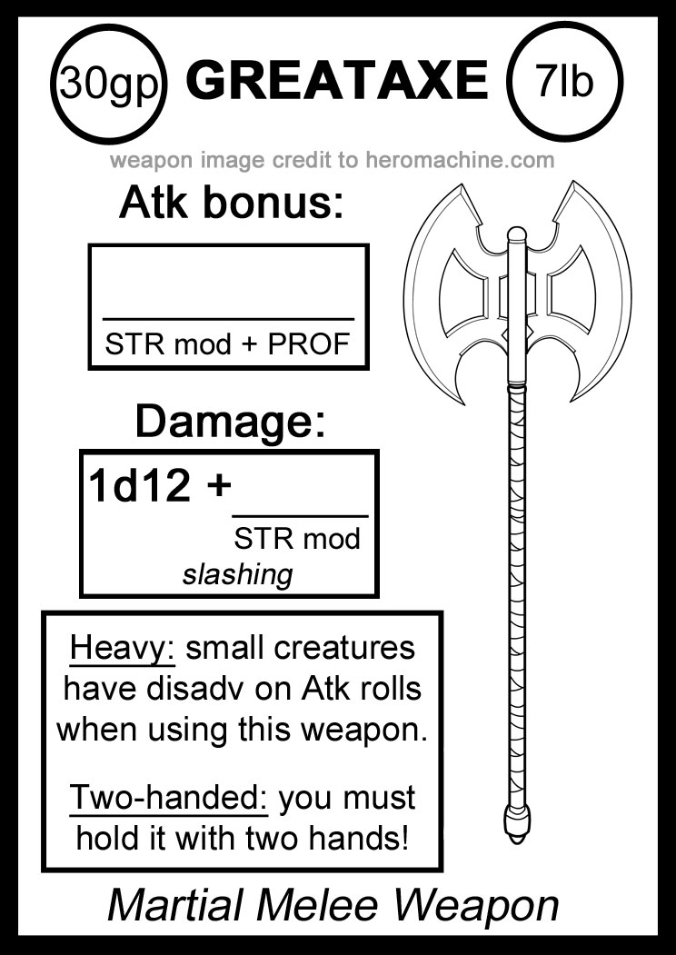 FREE D&D 5E WEAPON & AMMUNITION CARDS see comment for link to