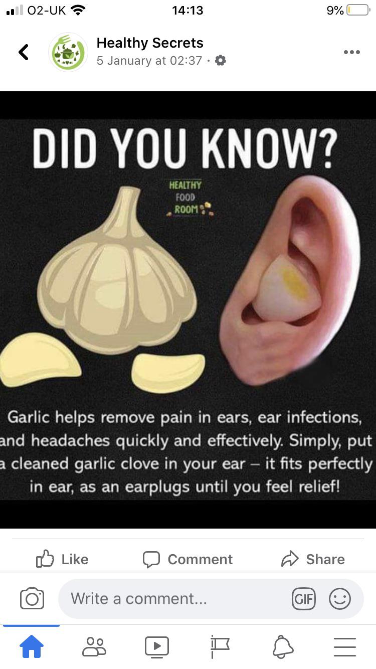 Garlic sucks up ear infections and headaches! r/Thefeverisinthepotato