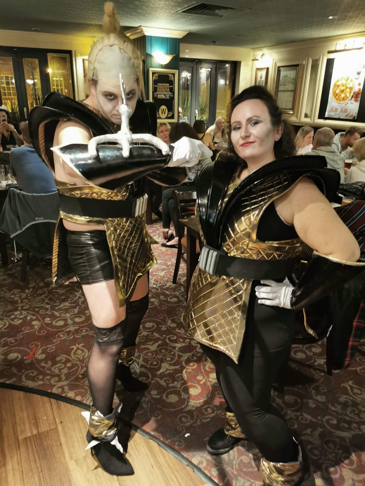 Me and my wife in our hand made Riff Raff and Magenta alien costumes