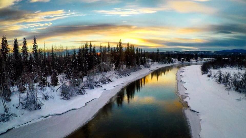 Winter sunset Chena River Fairbanks, Alaska r/pics