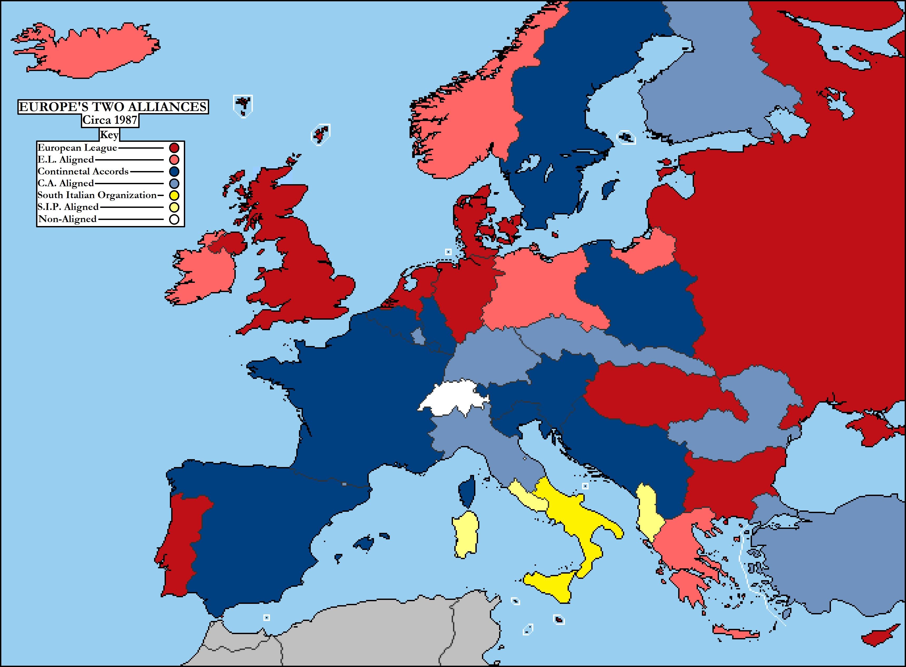 alternate Europe after alternate WW1, WW2, and Cold War r/imaginarymaps