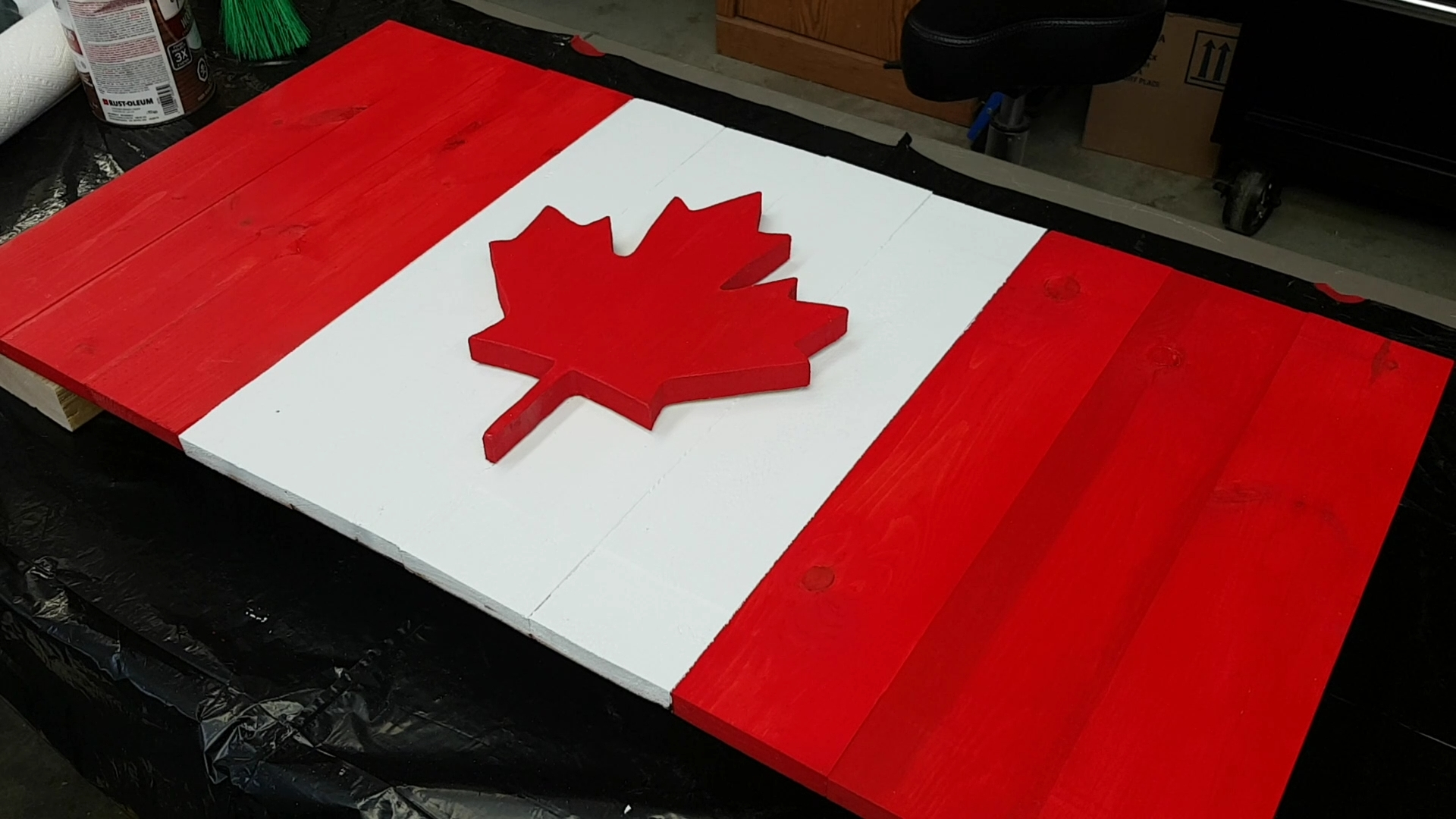 A bit late but I made a pallet wood Canada flag for my dad. r/woodworking
