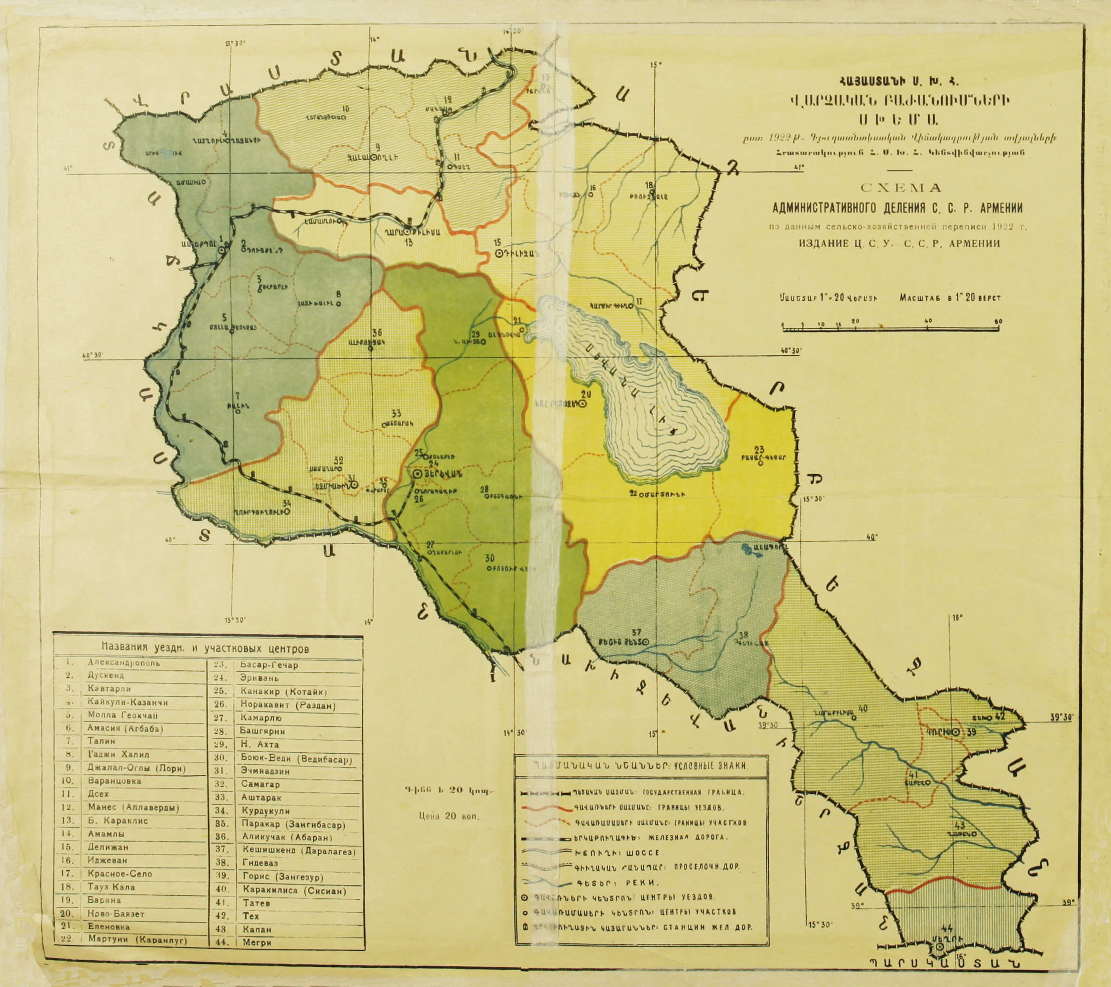 This map entitled "Administrative division scheme of Armenian SSR