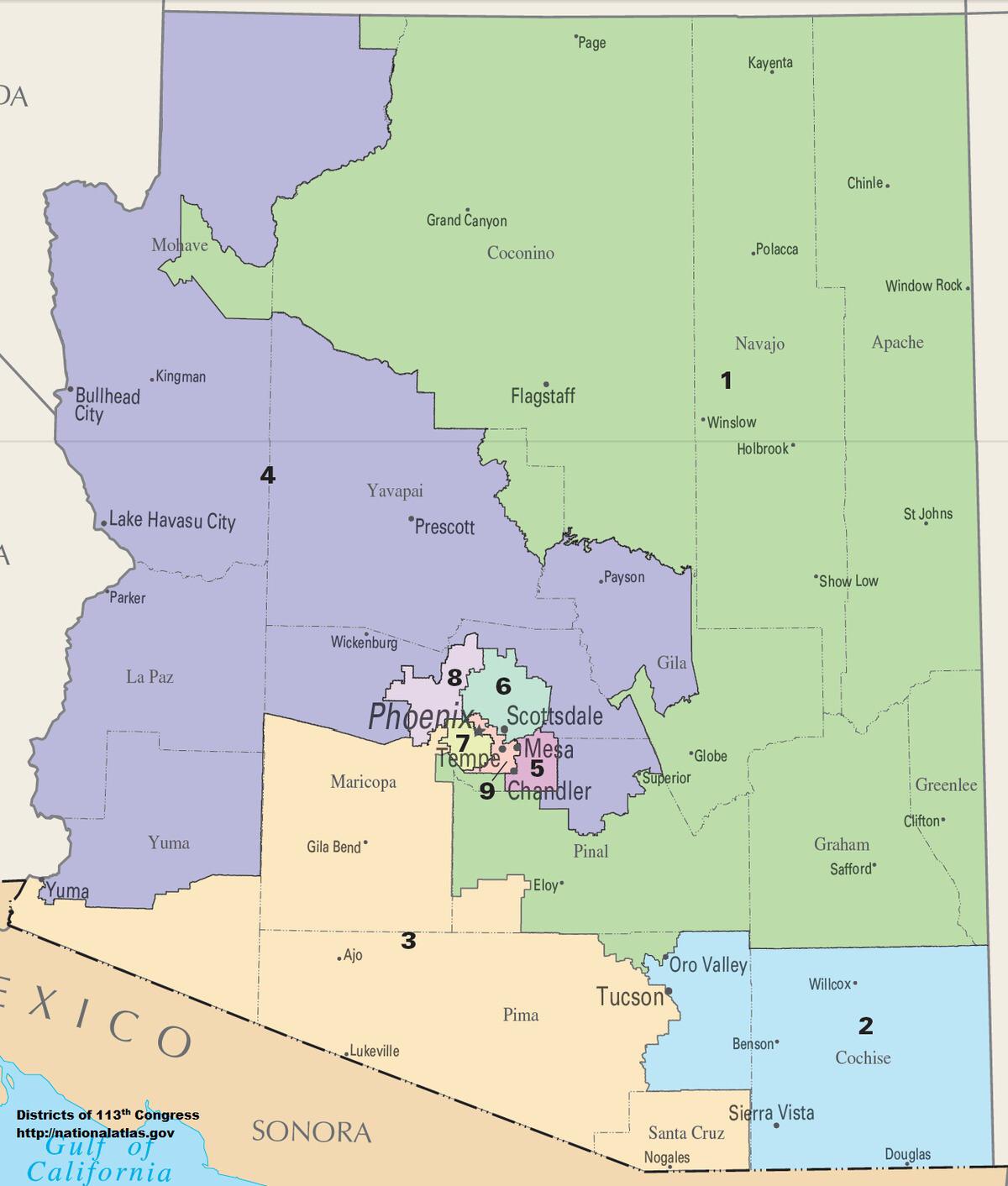Arizona has such a highly centralized population that its congressional
