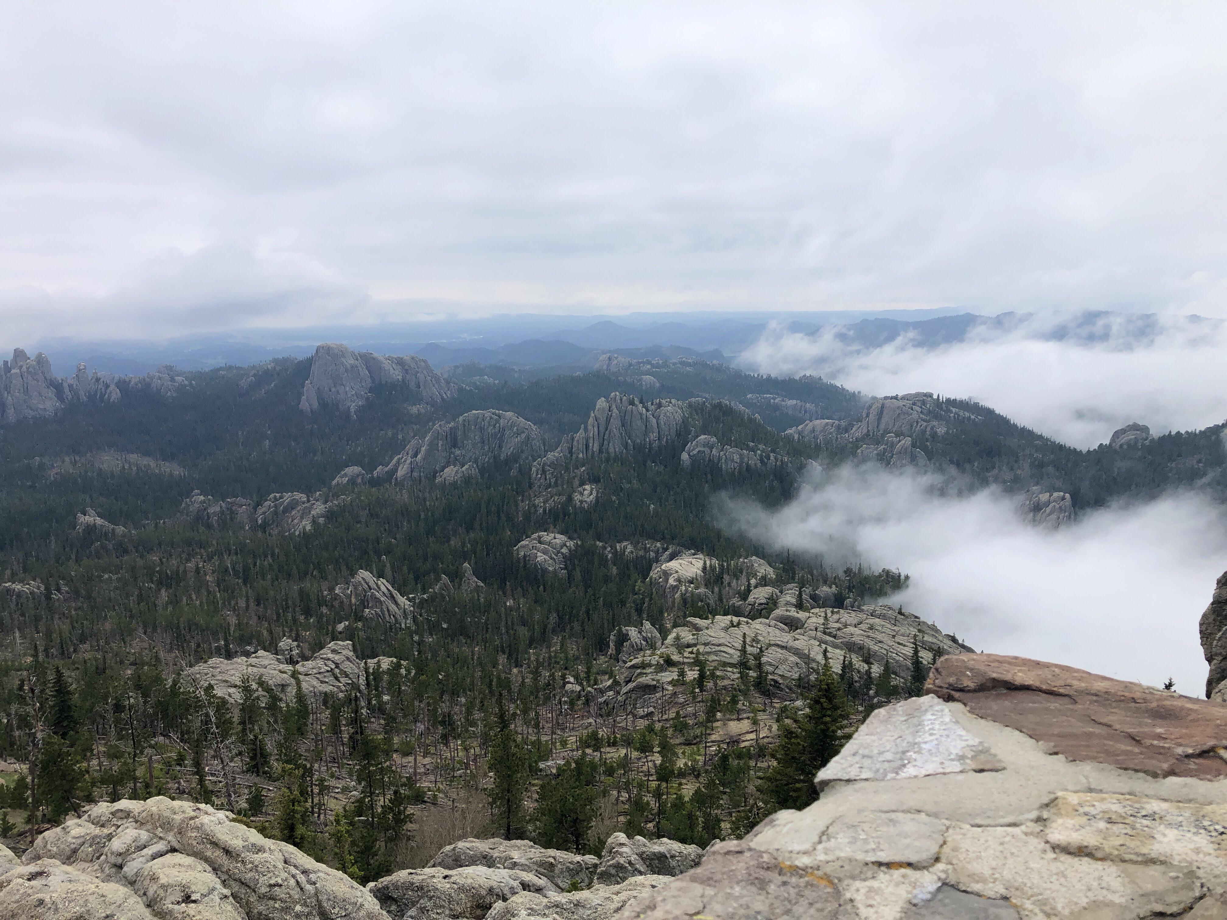 in the clouds on Black Elk Peak in the Black Elk Wilderness, South