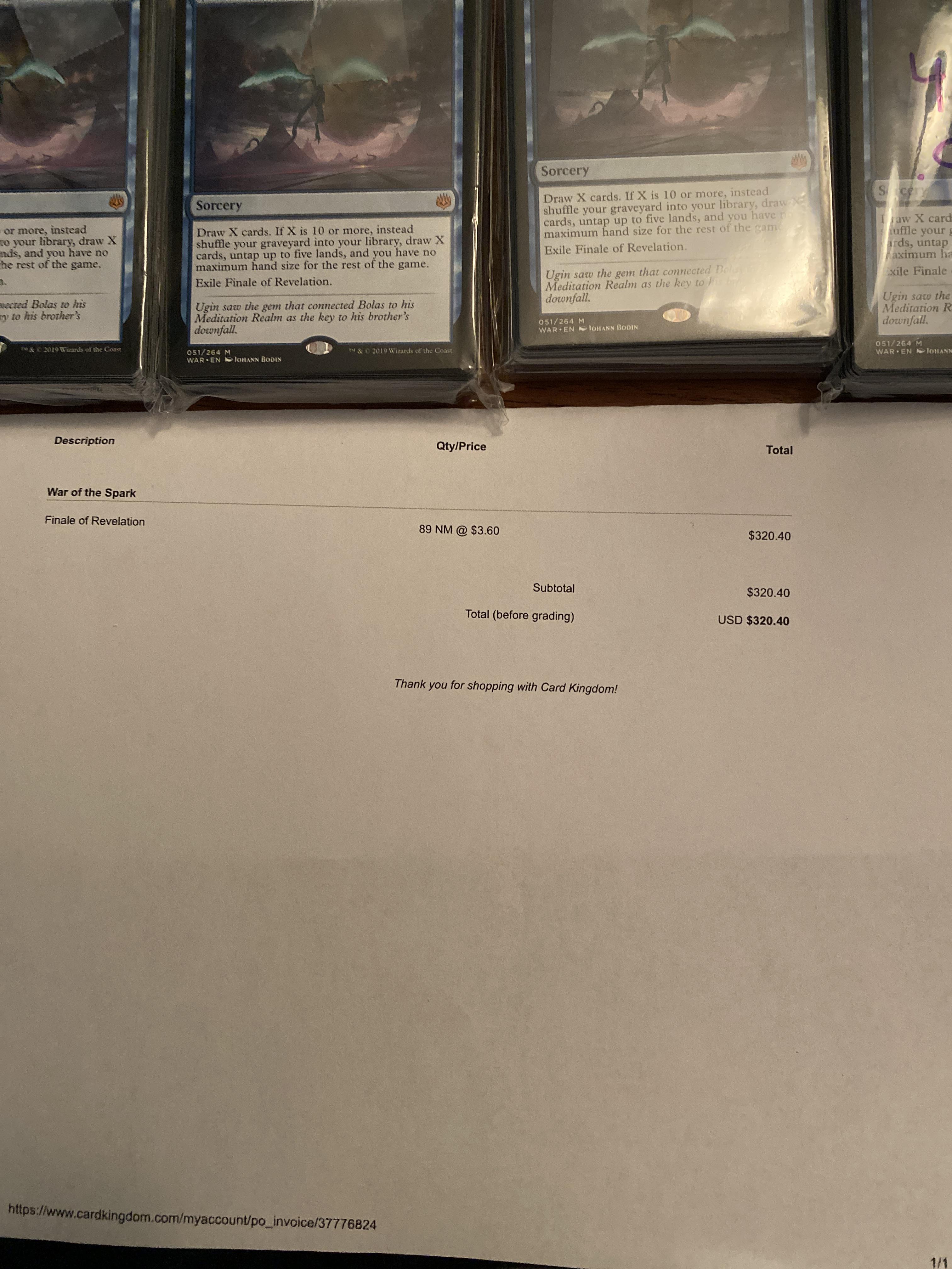 Selling off about half of my Finale of Revelation to Card Kingdom