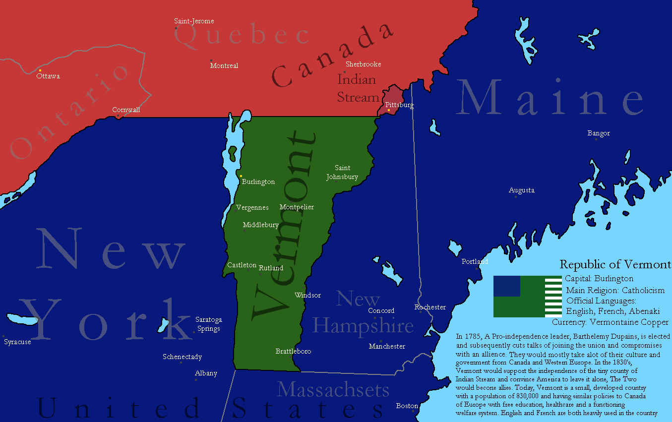 A map of Independent Vermont r/imaginarymaps
