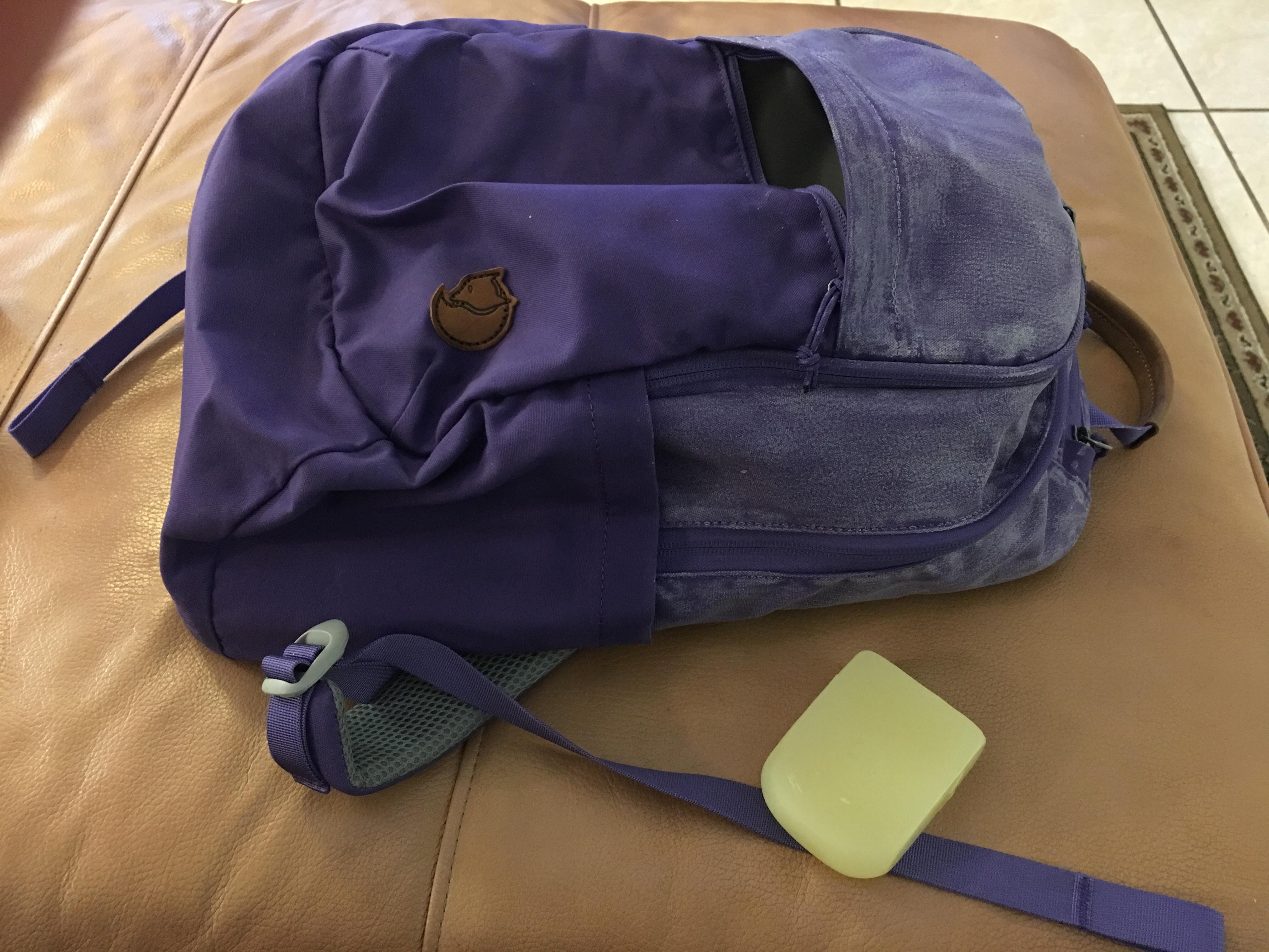 Waxing up my 6 year old daughters first real backpack Fjallraven