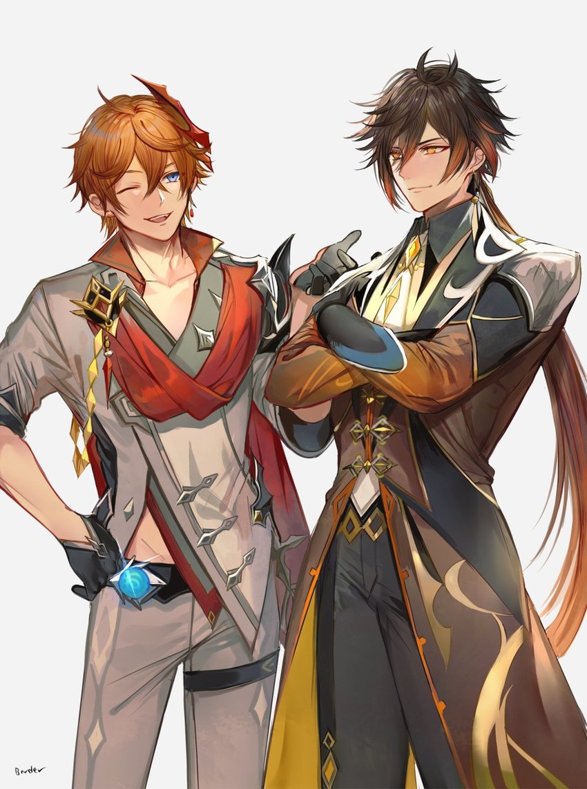 Zhongli and Childe by Border715 r/Zhongli