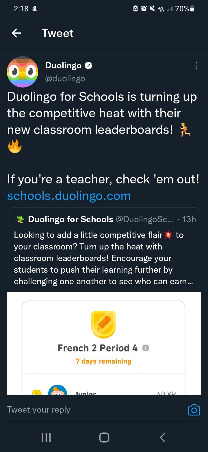 Not even the schools are safe from the leaderboards. (At least