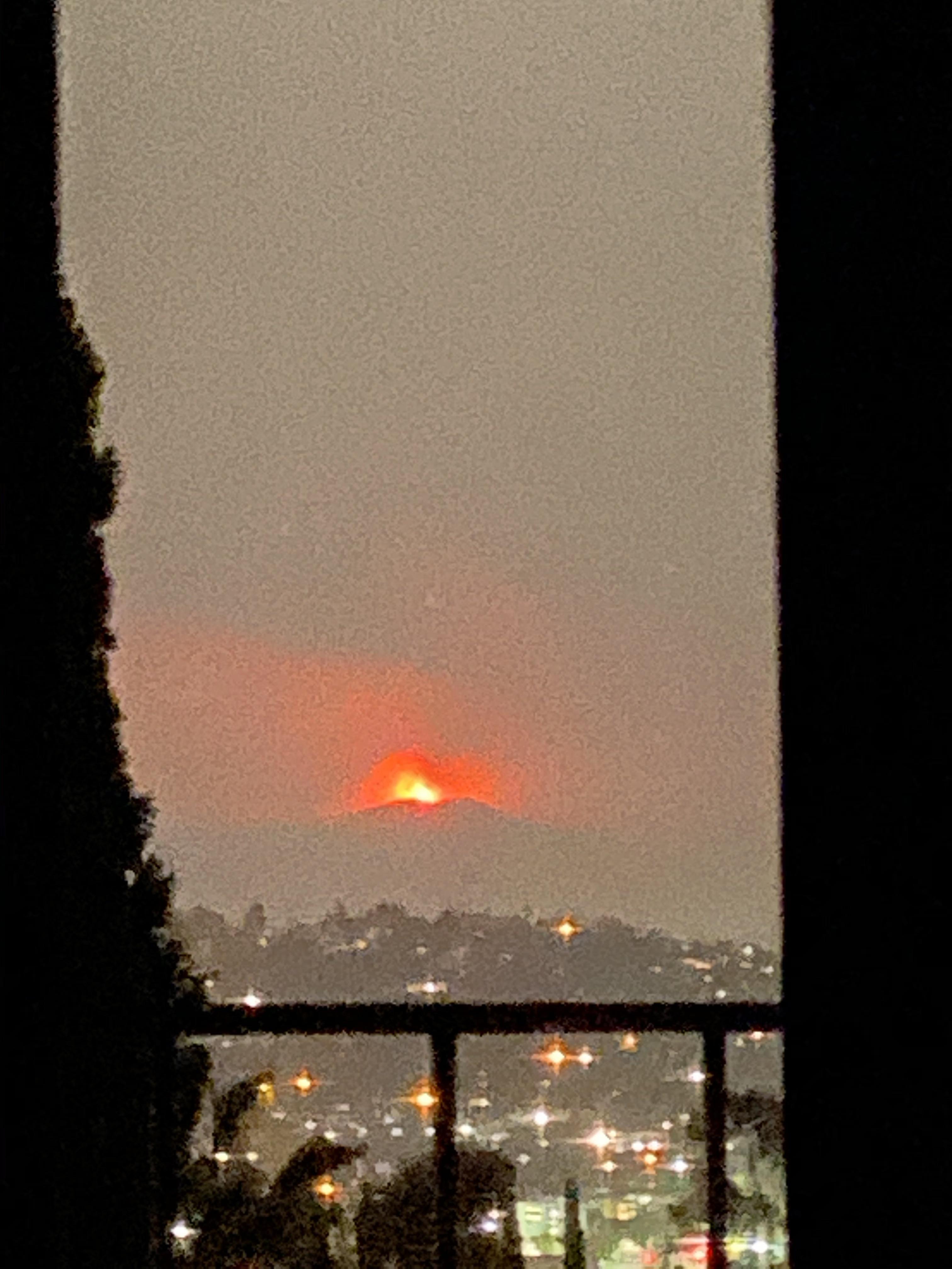 View of fire over the hill seen from Silverlake. Maybe Angeles National