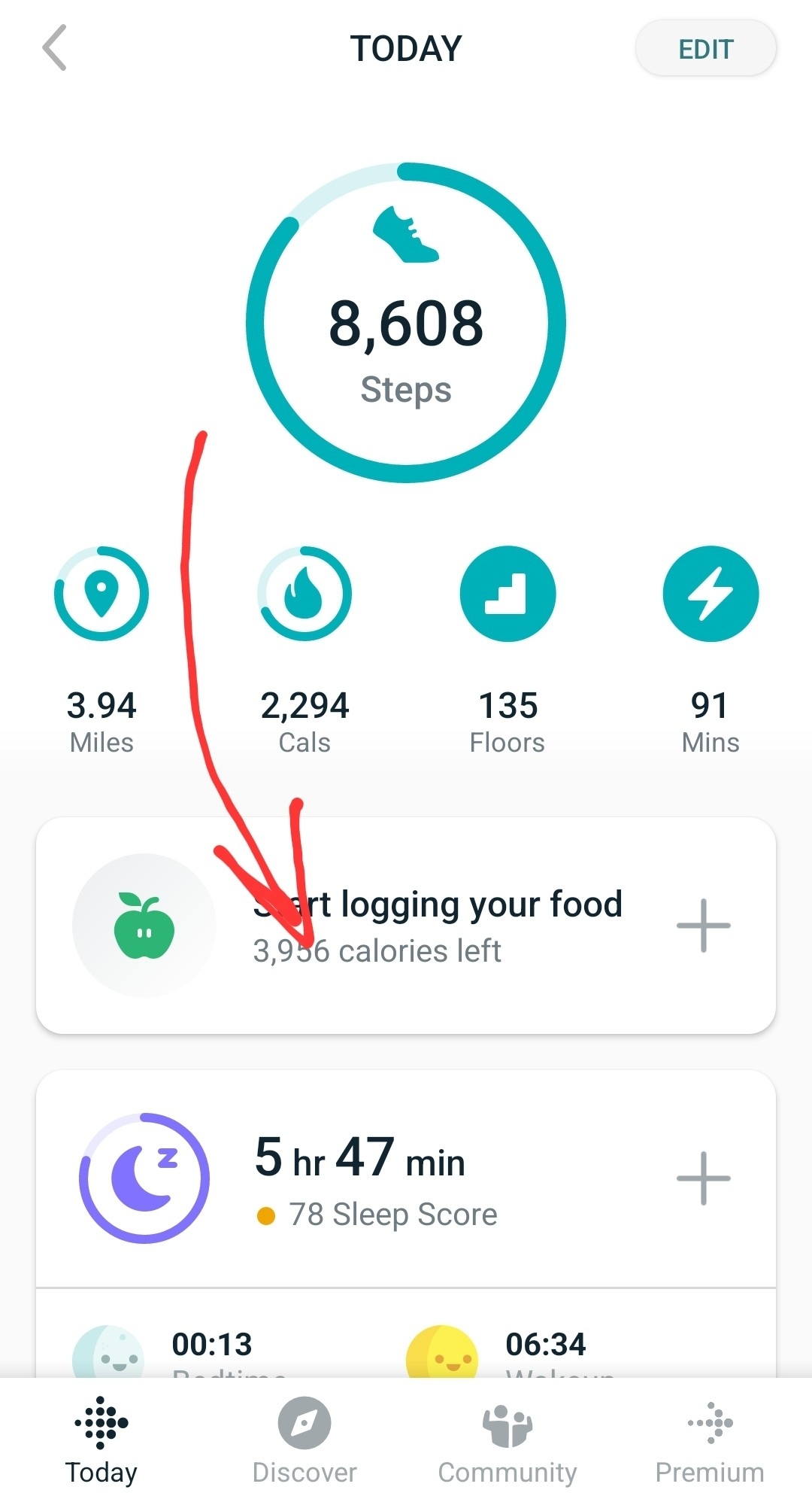 Why isn't the Fitbit app showing my logged calories for the day on the