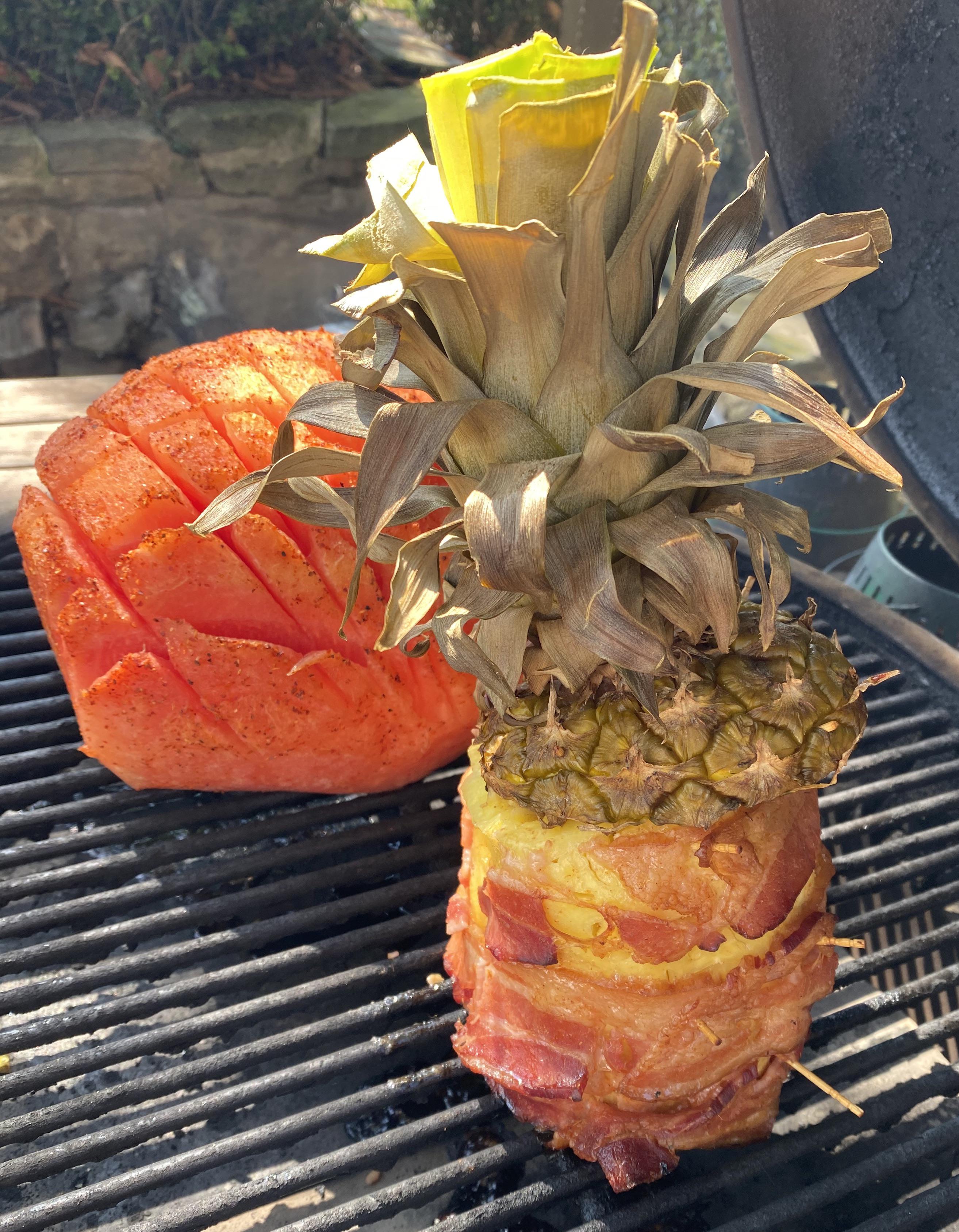 [homemade] smoked pineapple stuffed with beef rib meat and wrapped in