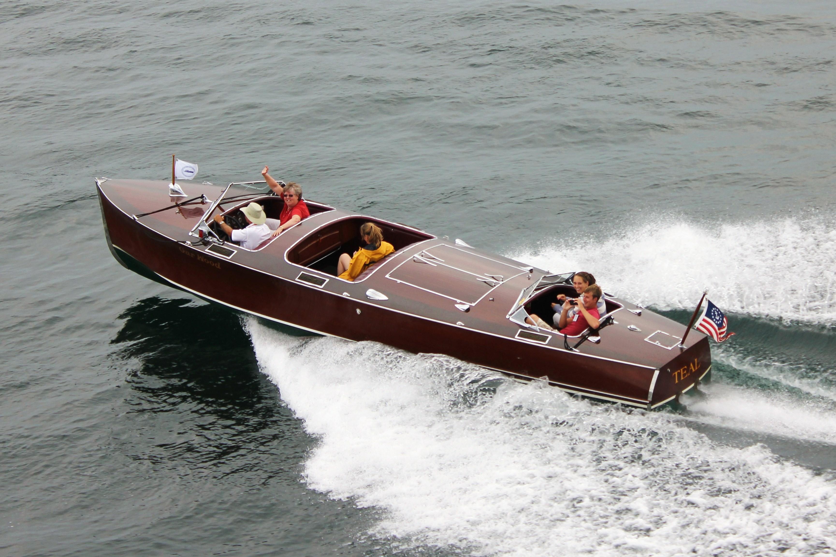 Wooden Boat Wednesday Teal is the Antique Boat Museum's 28' Gar Wood