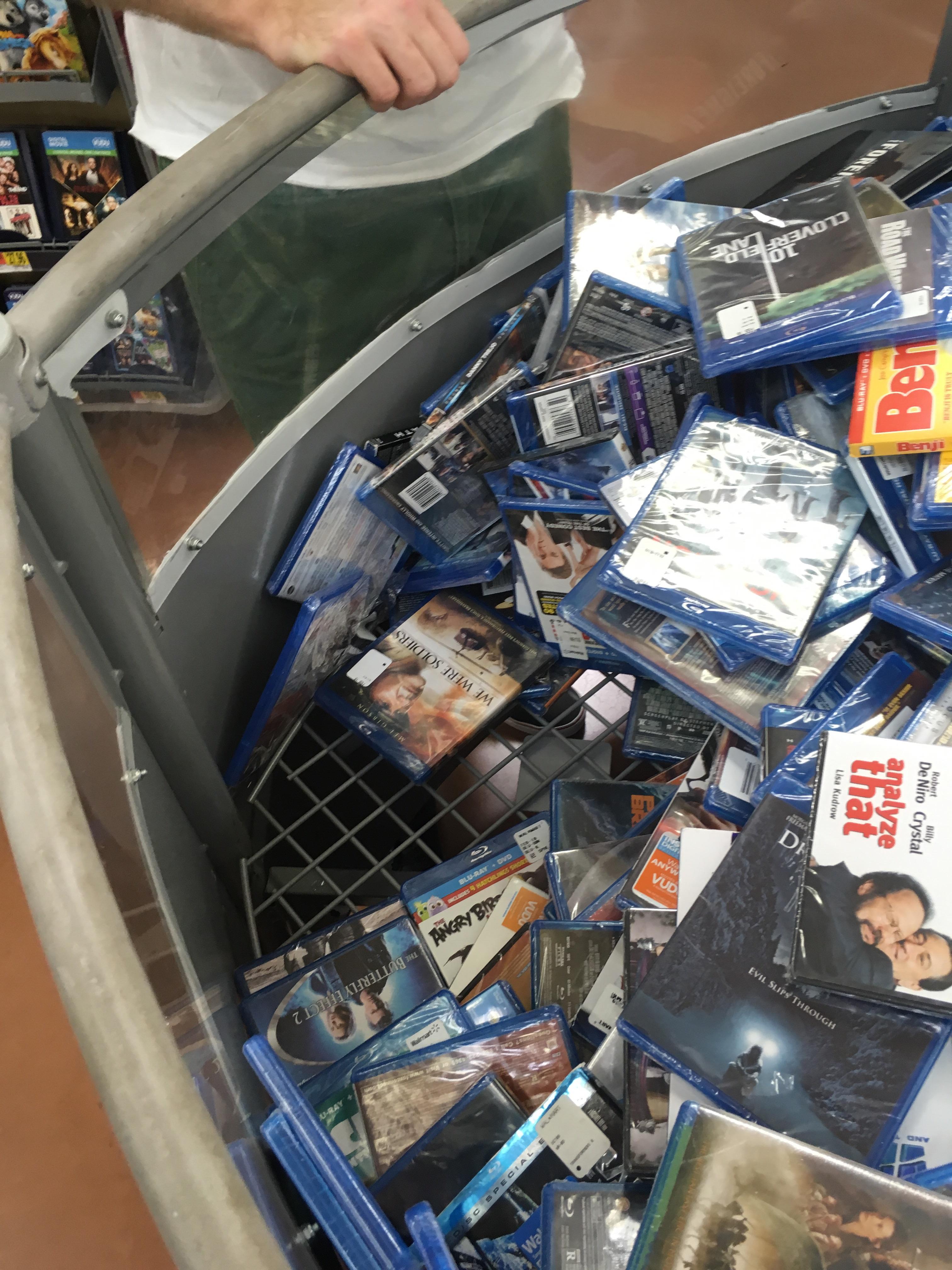 Those Walmart movie bins don’t go to the floor. They’re only about 1/3