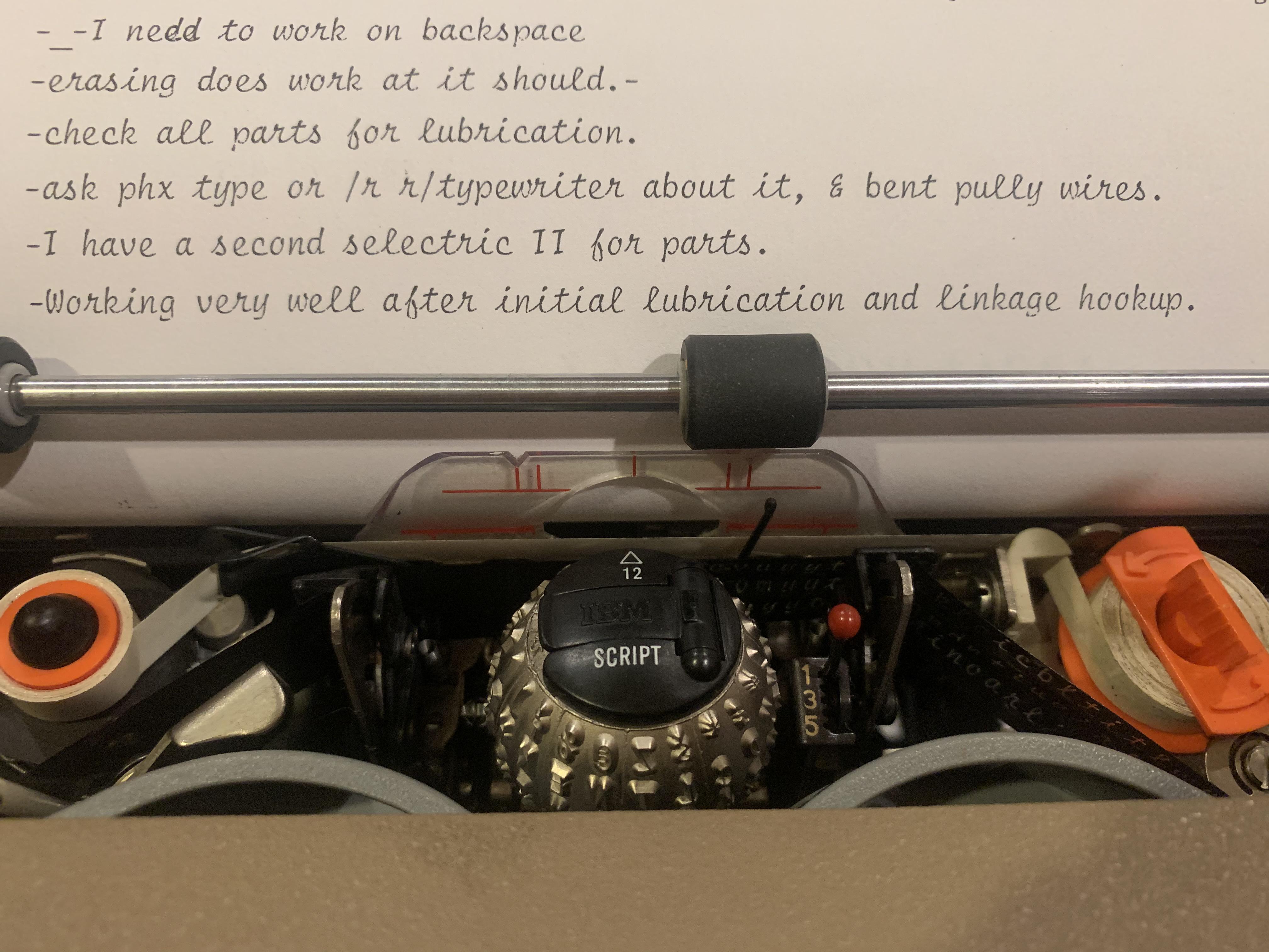 Everything’s working except the backspace on this correcting Selectric