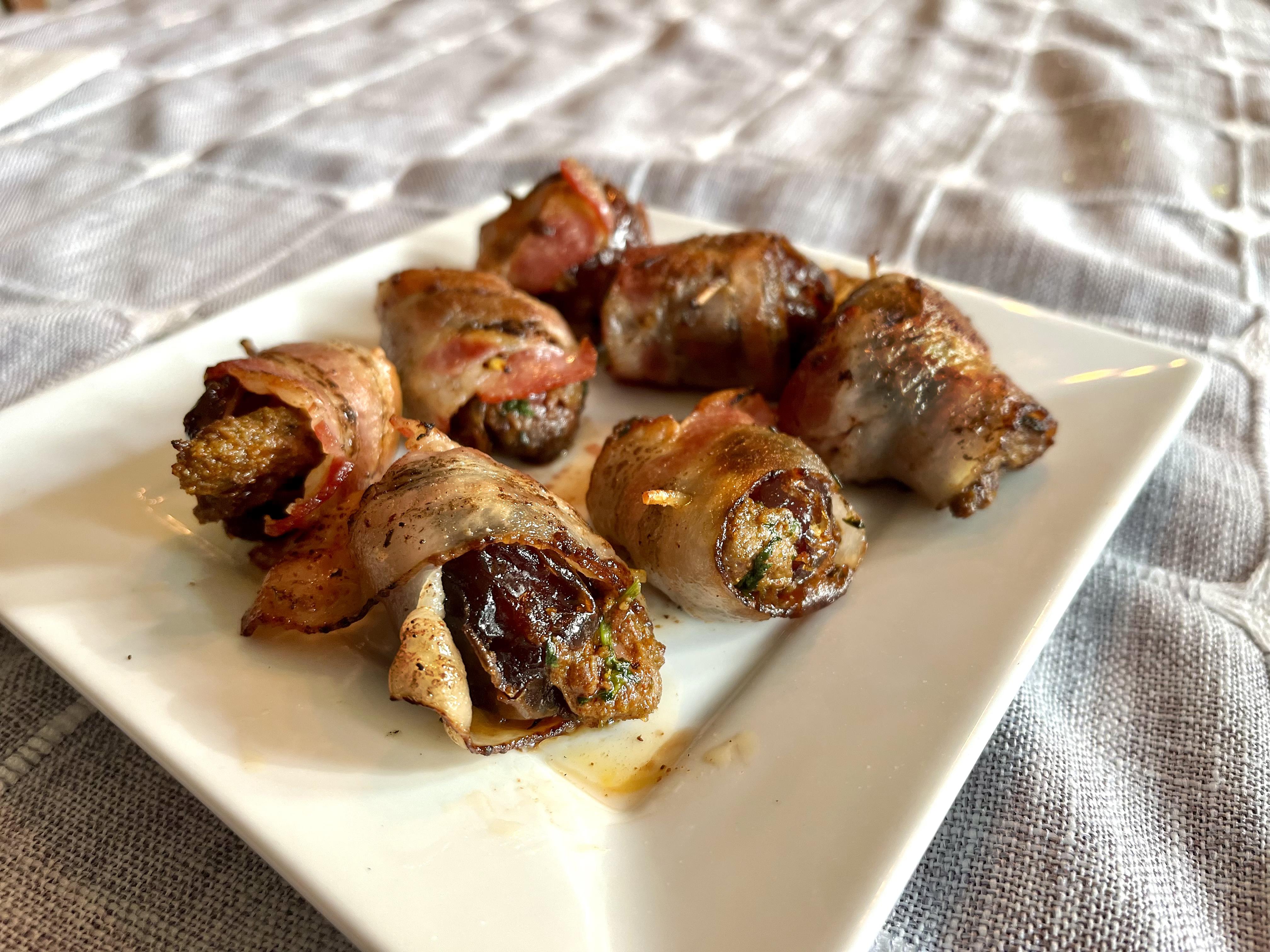 [Homemade] Bacon wrapped dove and dates with a cumin/cilantro marinade