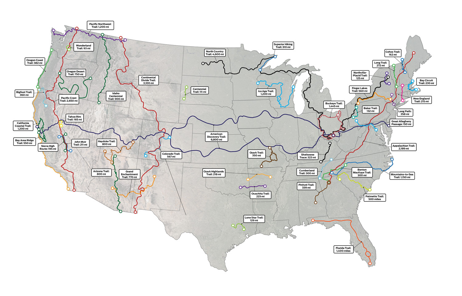 Map America’s Best Long Trails [1500x960] r/MapPorn