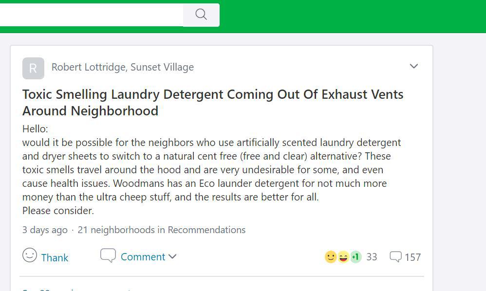 TOXIC smelling laundry detergent causes uproar r/nextdoor