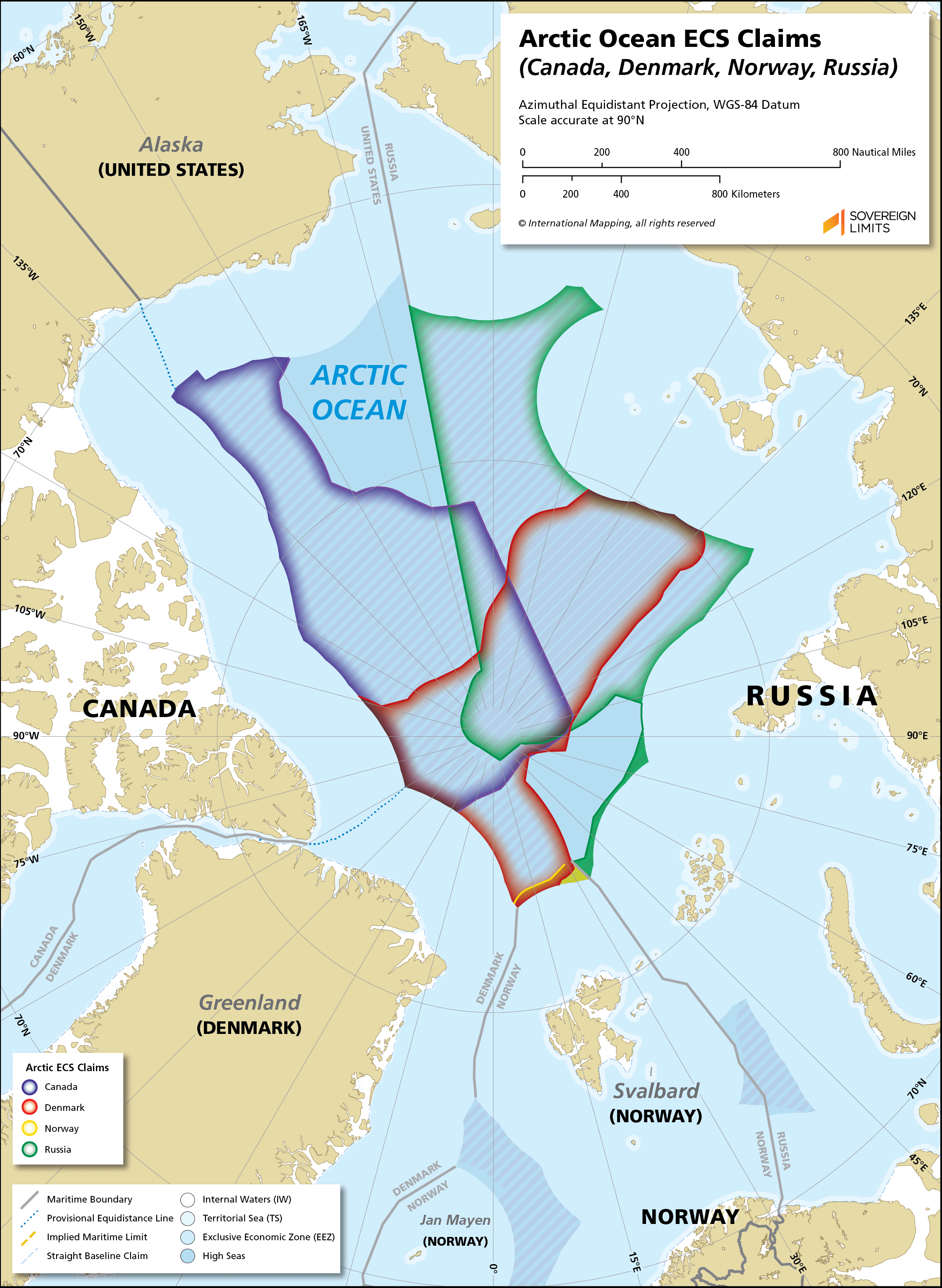 Extended continental shelf (ESC) claims in the Arctic Ocean r/MapPorn