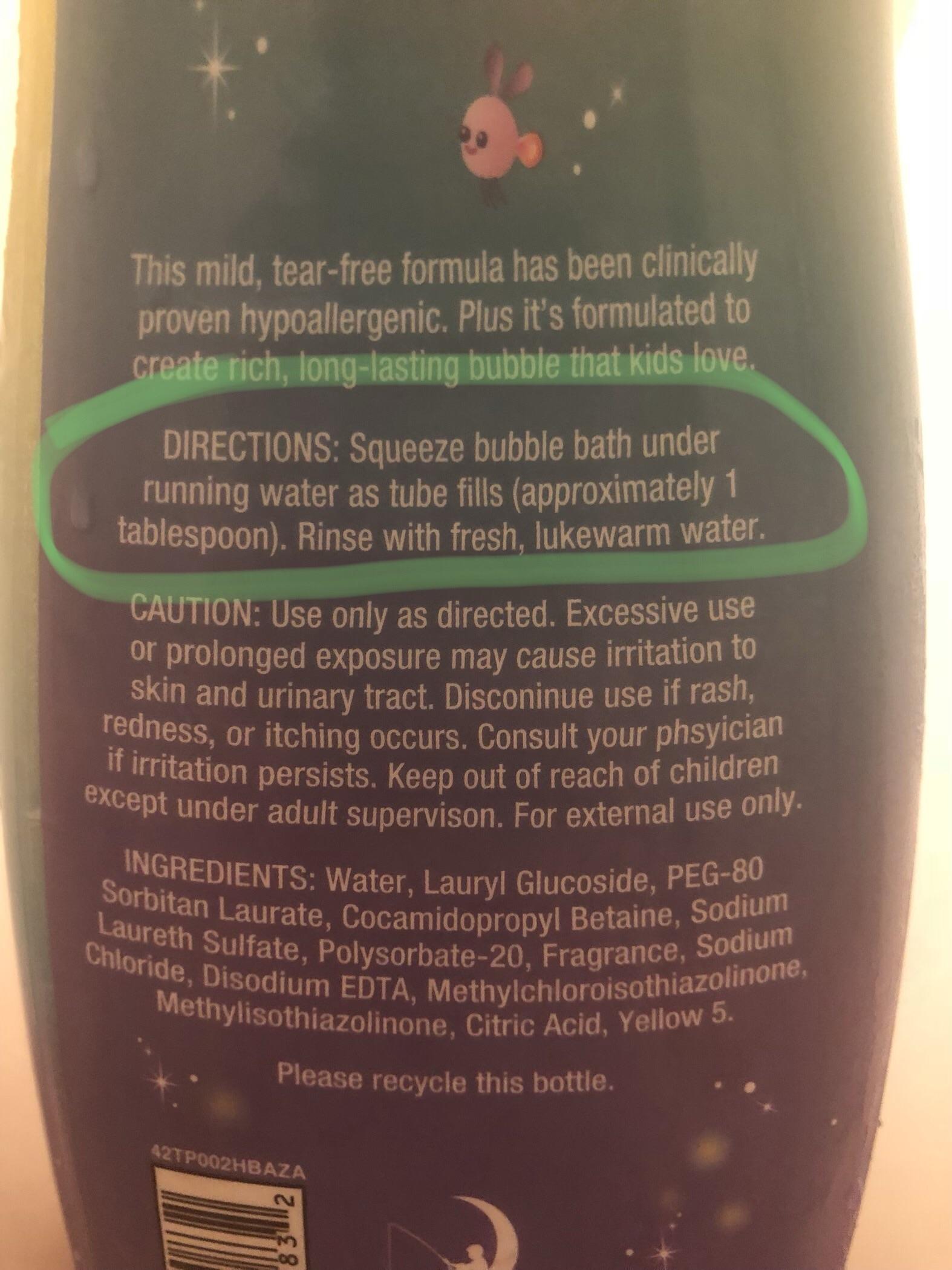 Came across this on a kids bubble bath bottle today. Spell checked the