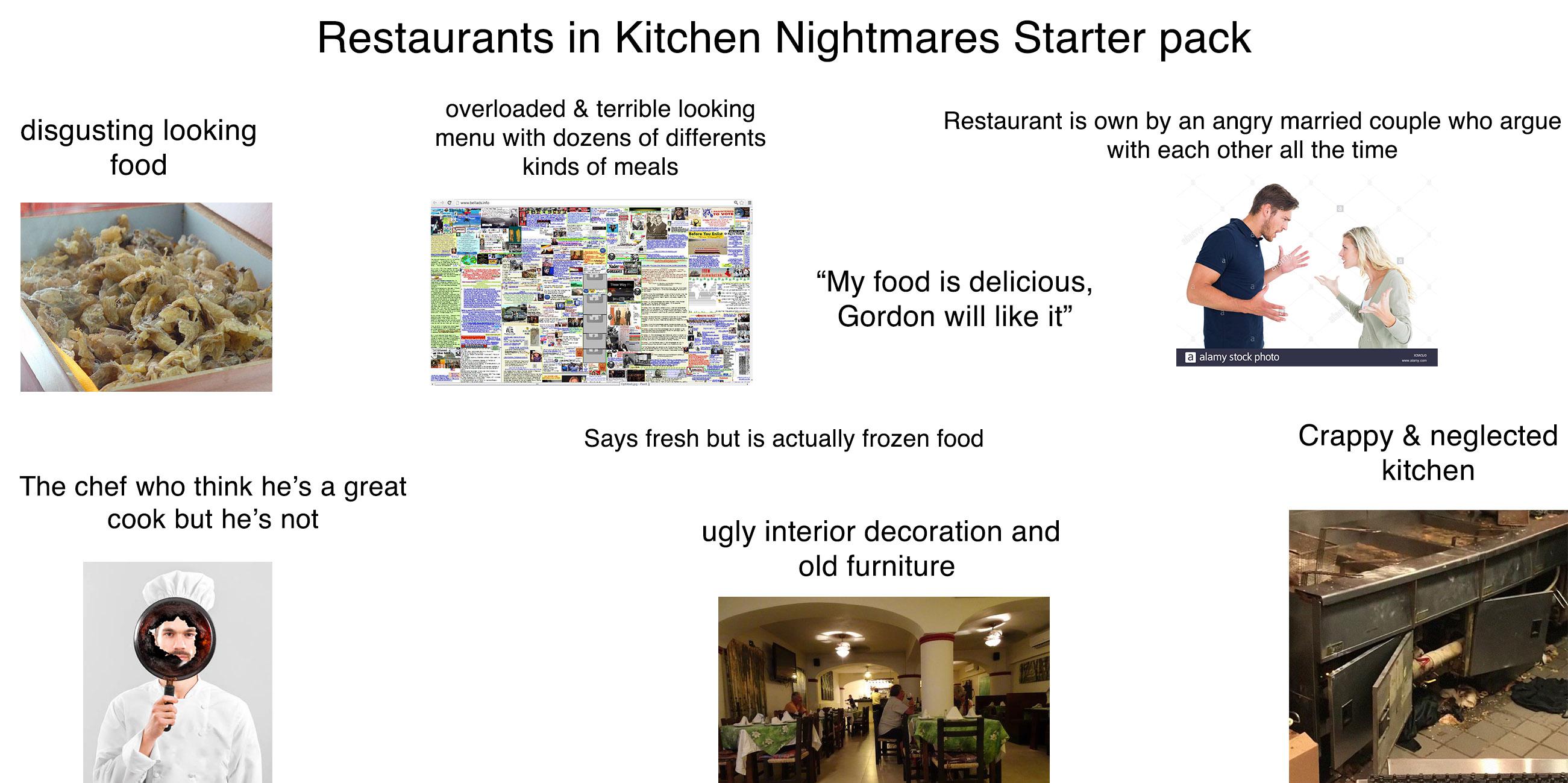 Restaurants in kitchen nightmares Starter pack r/starterpacks