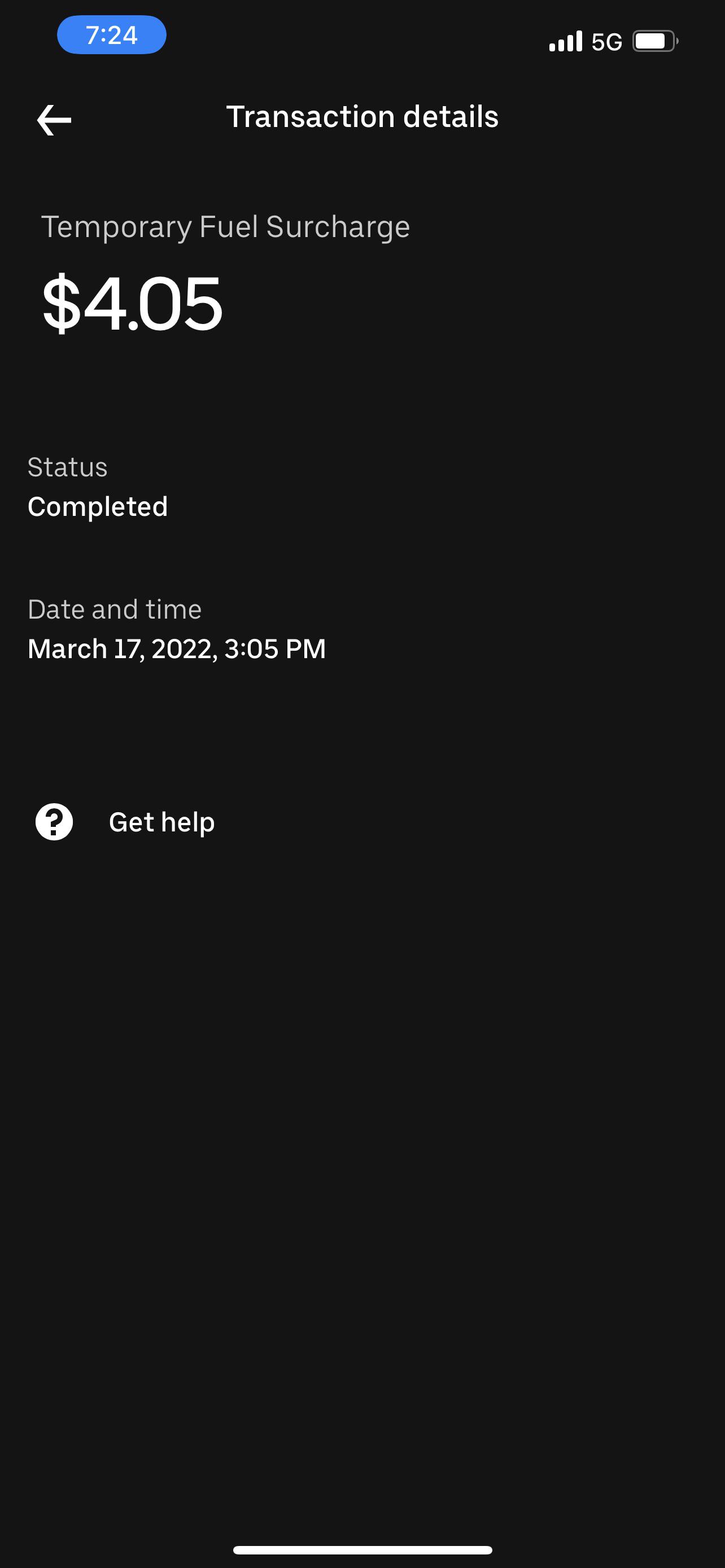 Fuel surcharge r/UberEATS