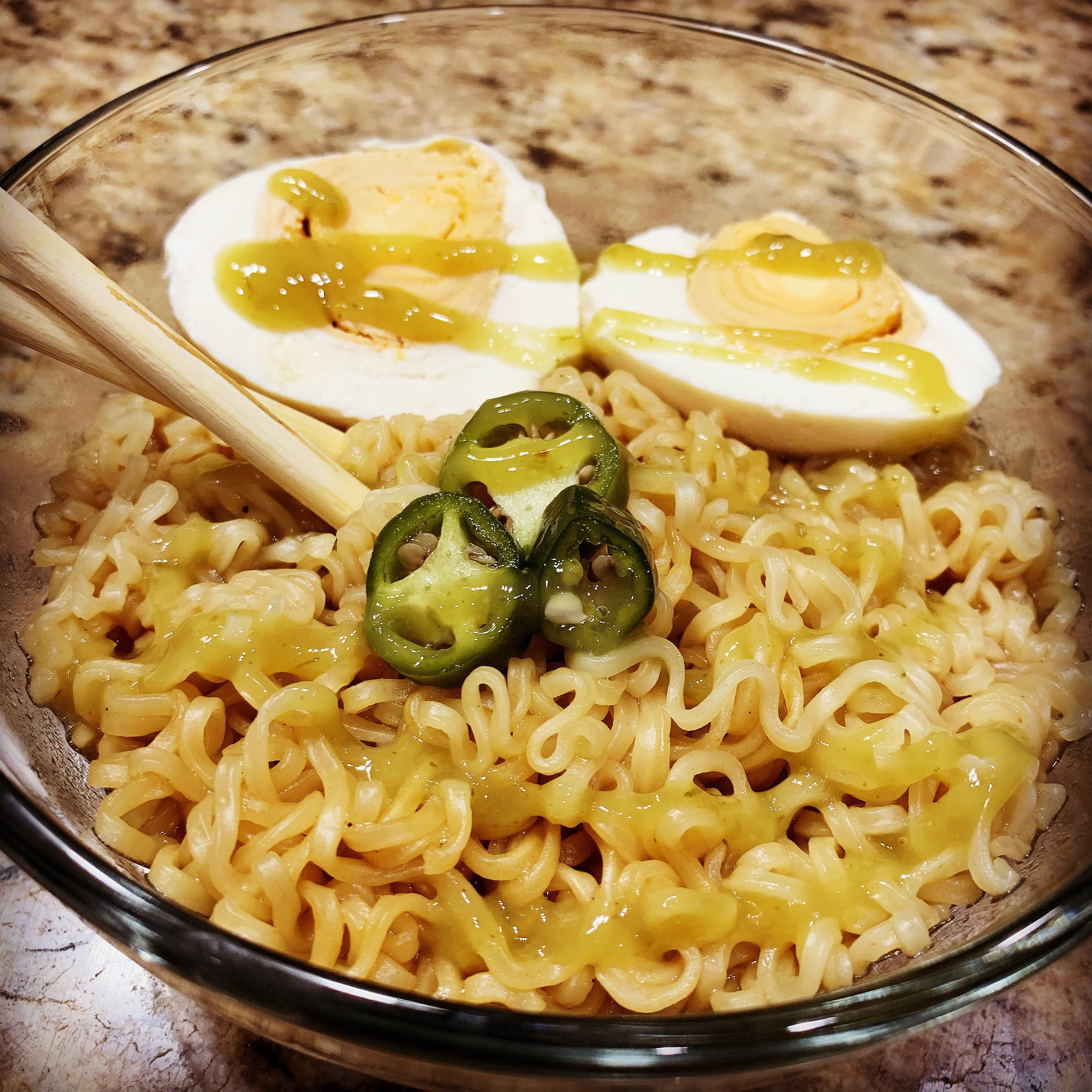 Roast Beef Ramen w/ Salted Duck Egg and Homemade Jalapeño Hot Sauce