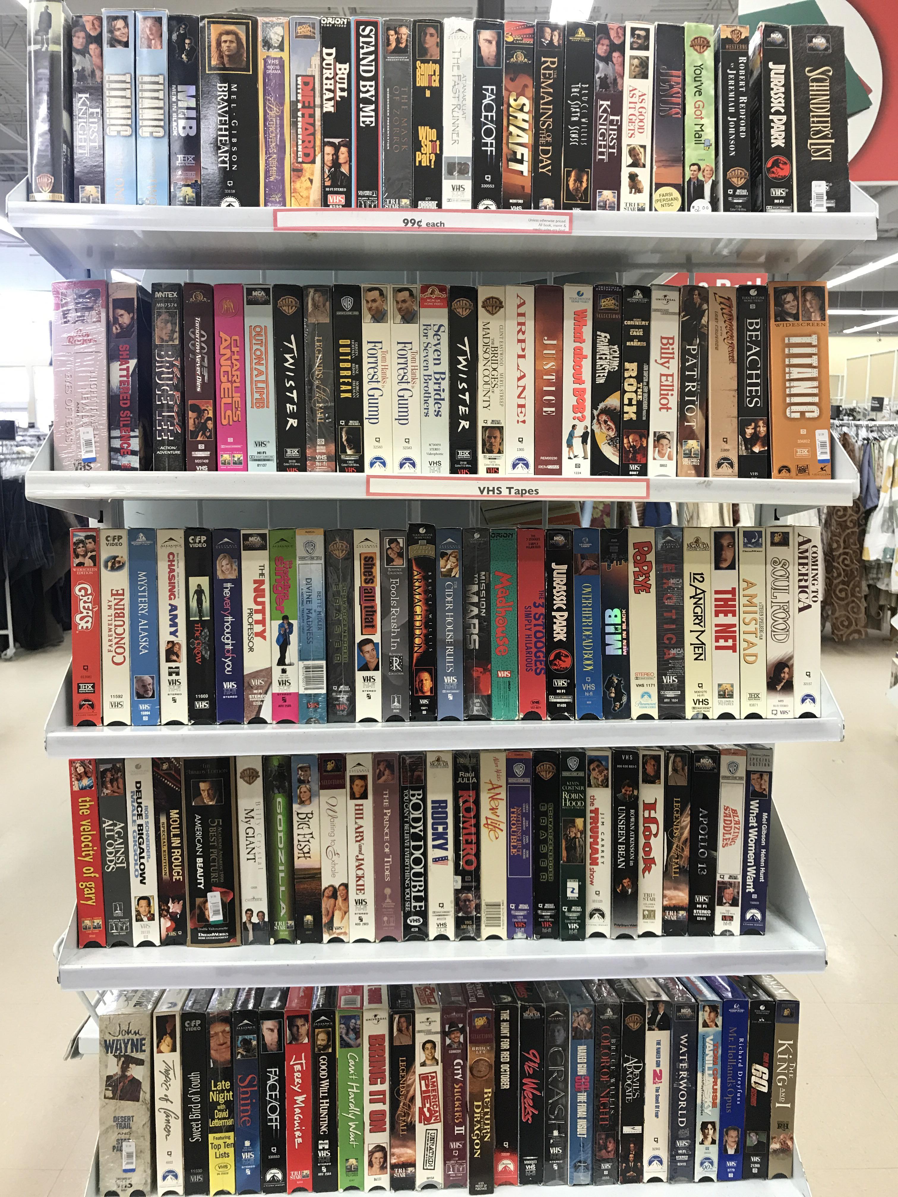 I bet this vhs shelf at a local thrift store brings back a lot of