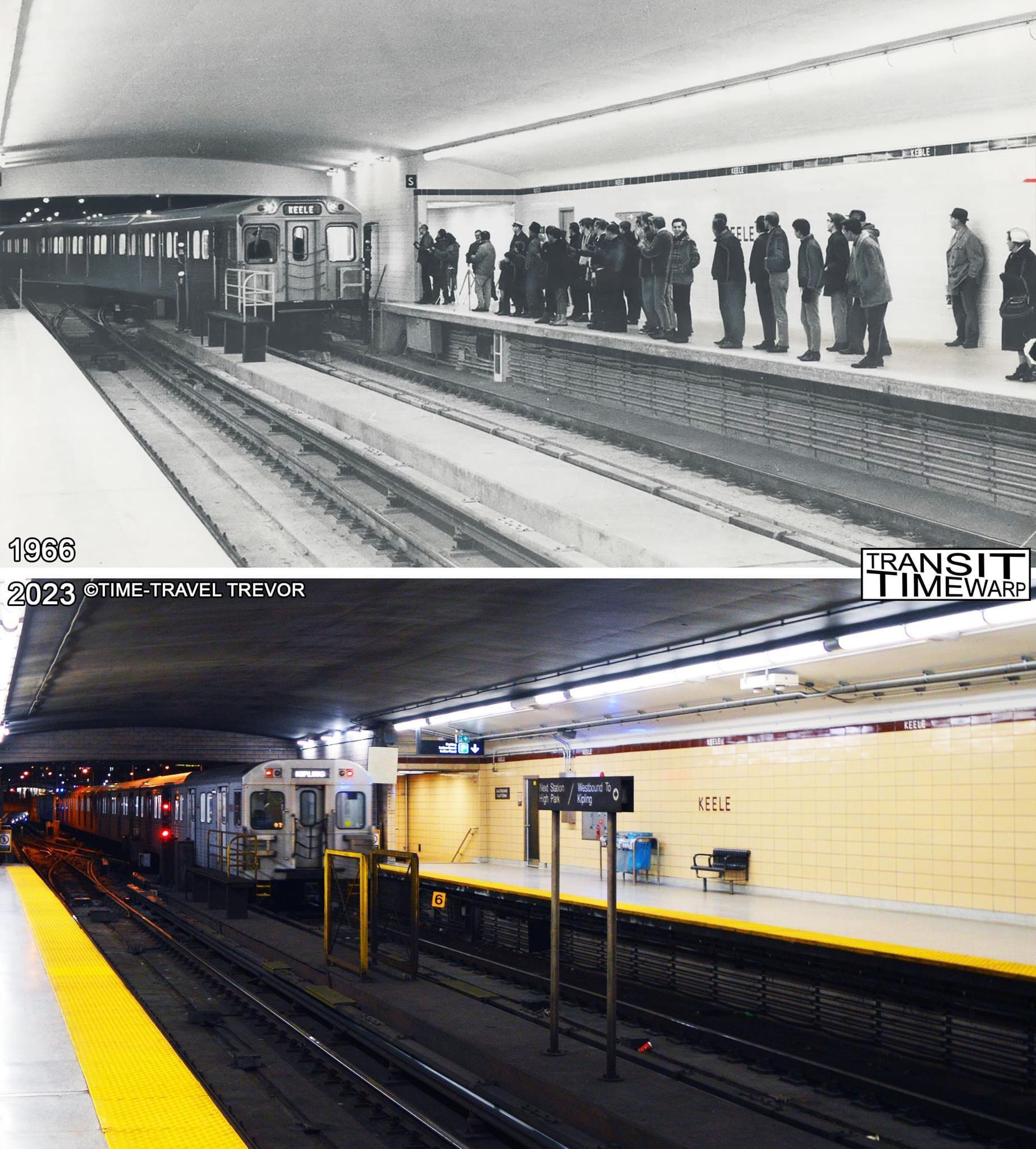 Keele Subway Station during its opening day on February 26th, 1966, and