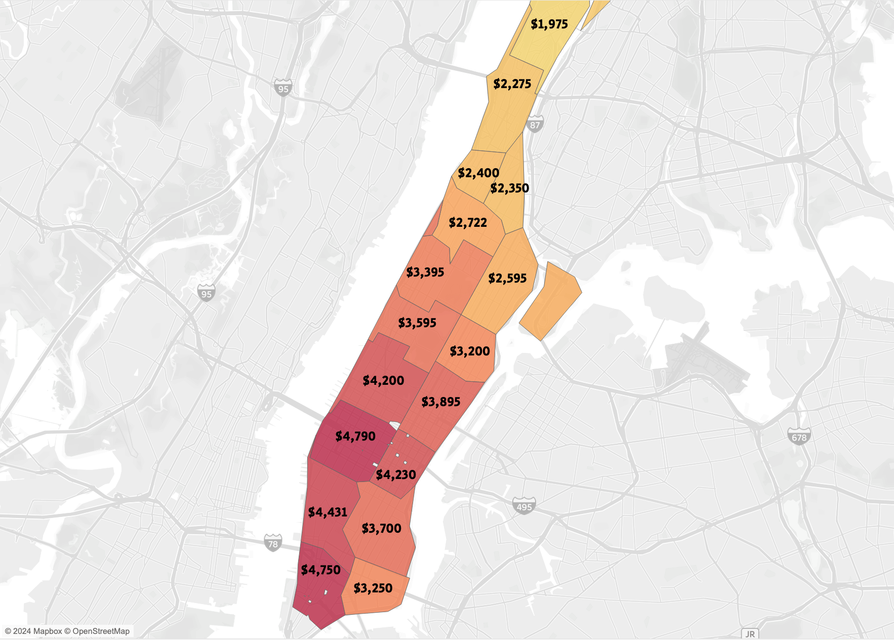 Median asked rent for 1 bedroom unit in Manhattan during 2023 [OC] r
