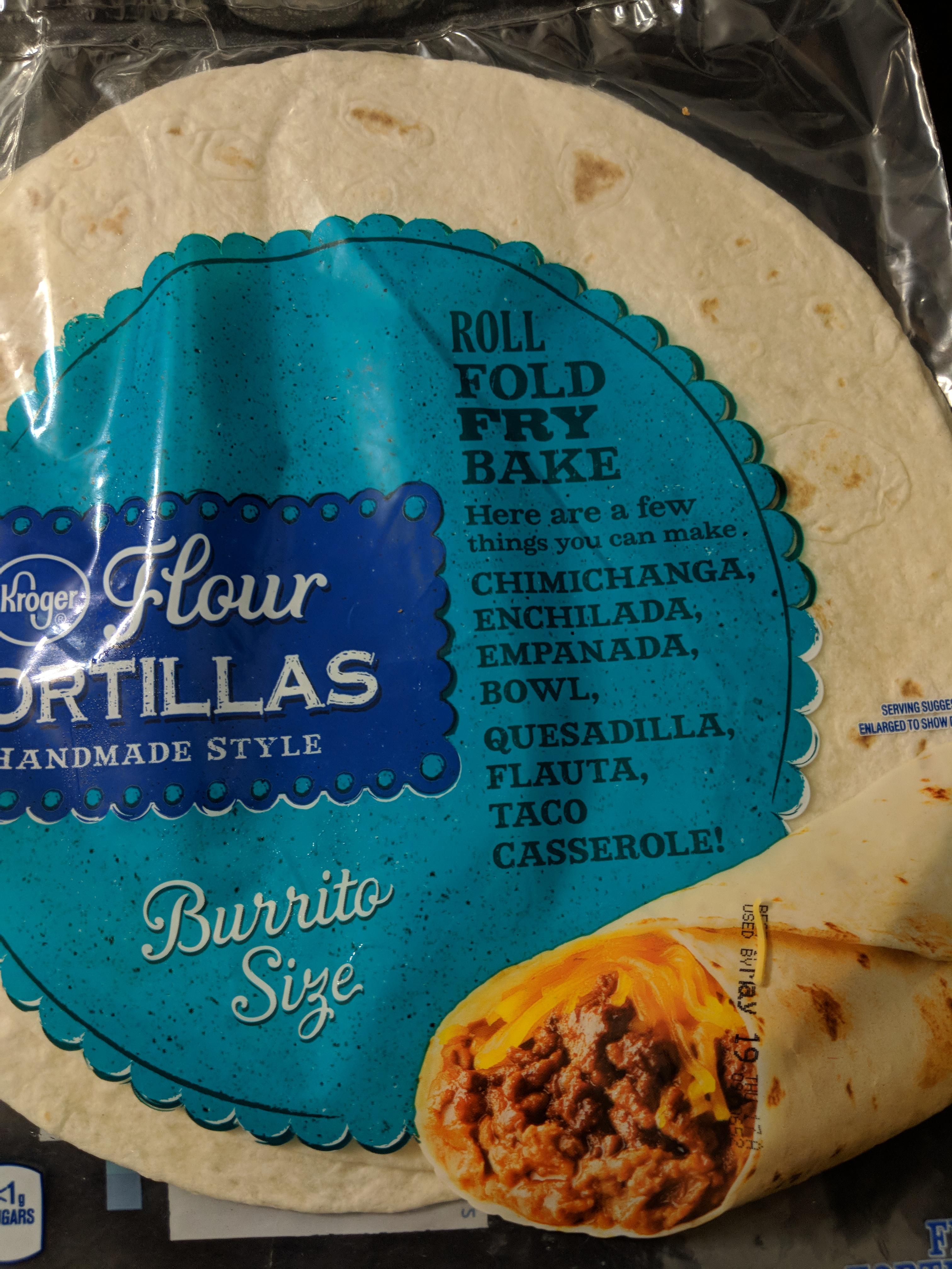 My burrito size tortillas suggest using them for everything but burritos r/mildlyinteresting