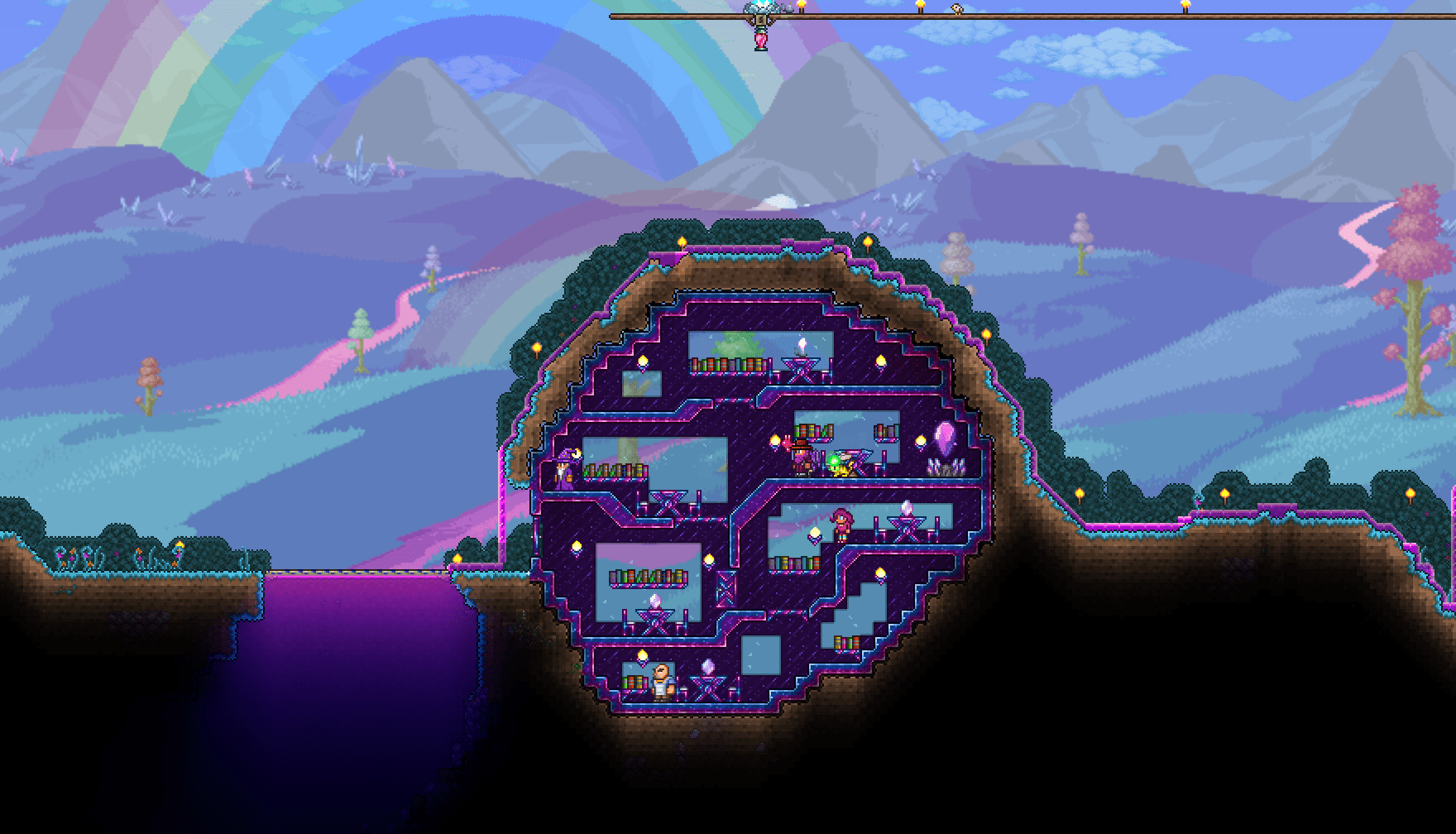 A rainbow hallowed house i built r/Terraria