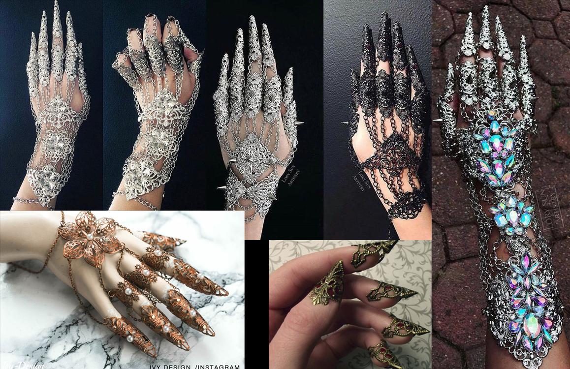 This Hand Jewelry/Gauntlets for the Ladies Idea...can be a similar design of sorts (for both