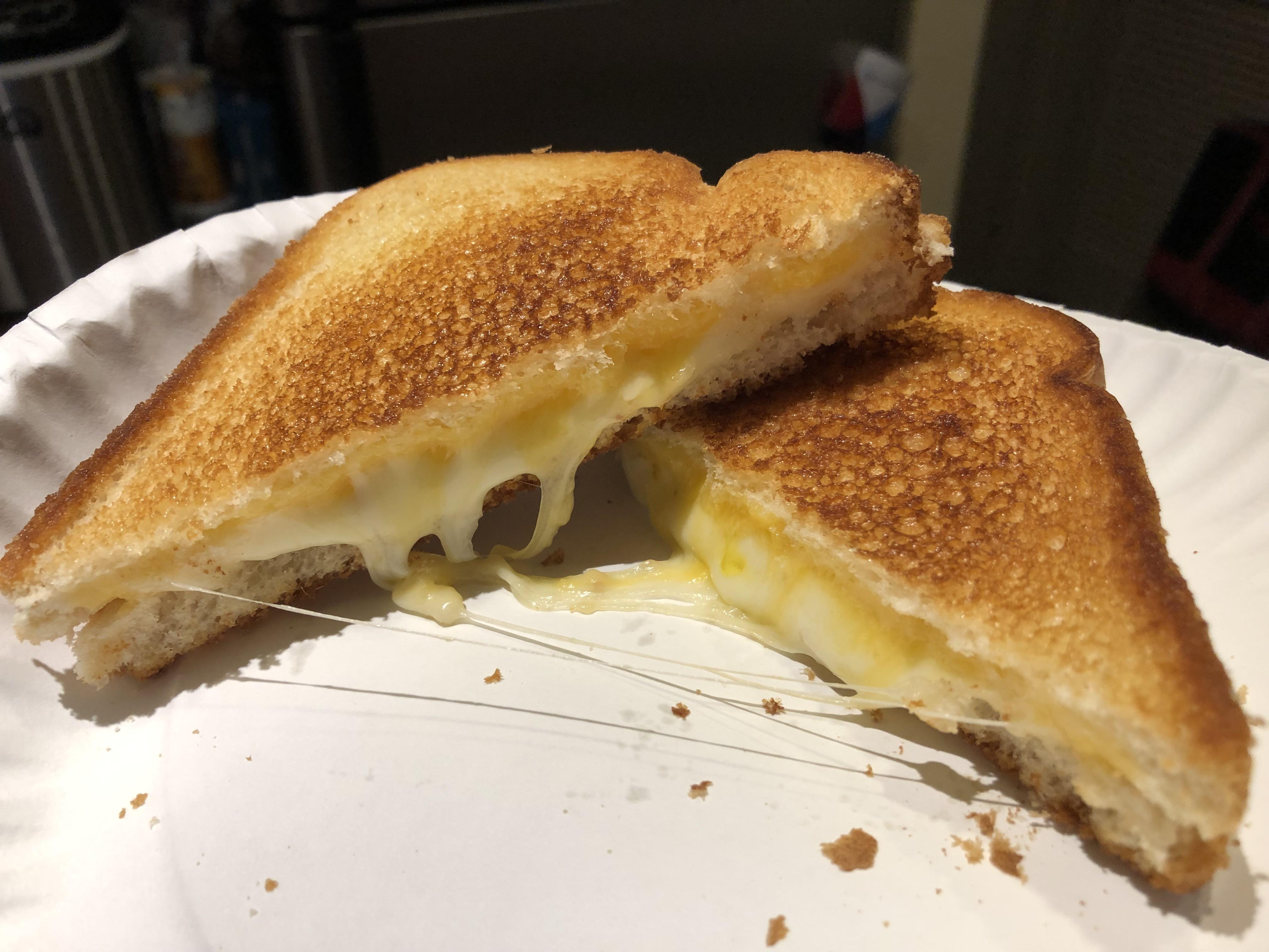 Grilled cheddar, Muenster and provolone on white bread r/grilledcheese