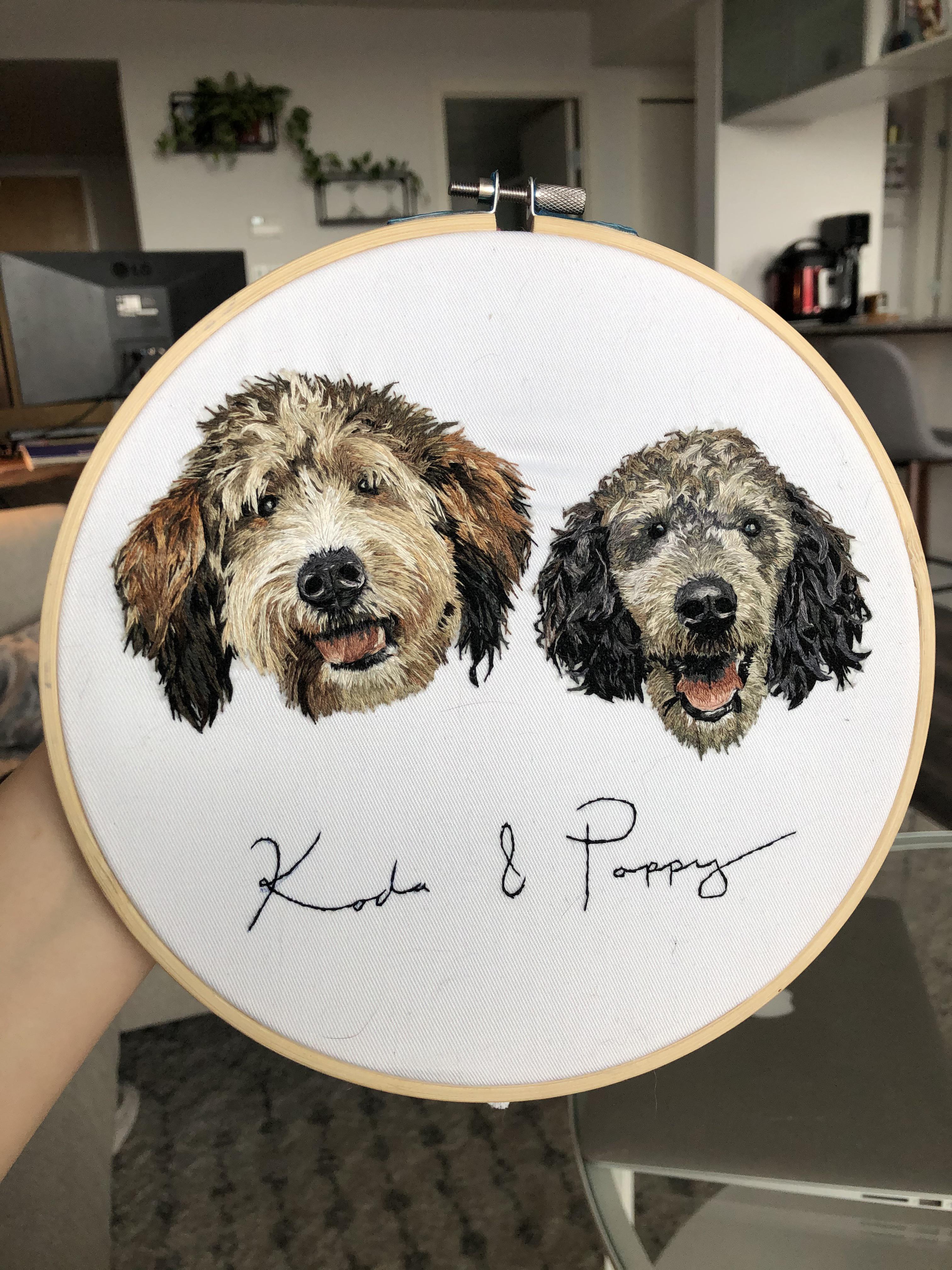 Most recent finished pet portrait & my first double portrait! Been