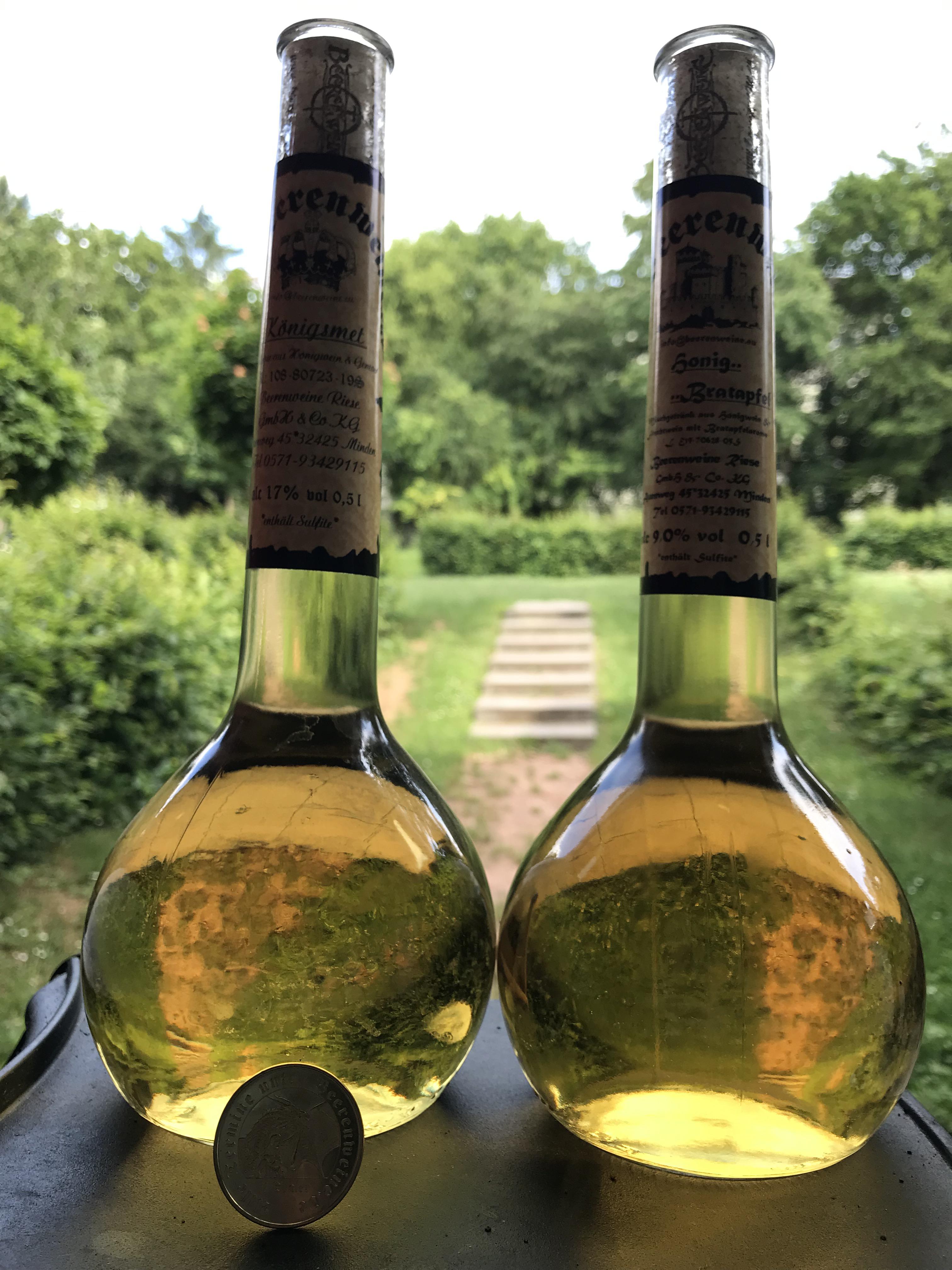 Two meads from a local medieval fest. From beerenweine.eu a sack mead