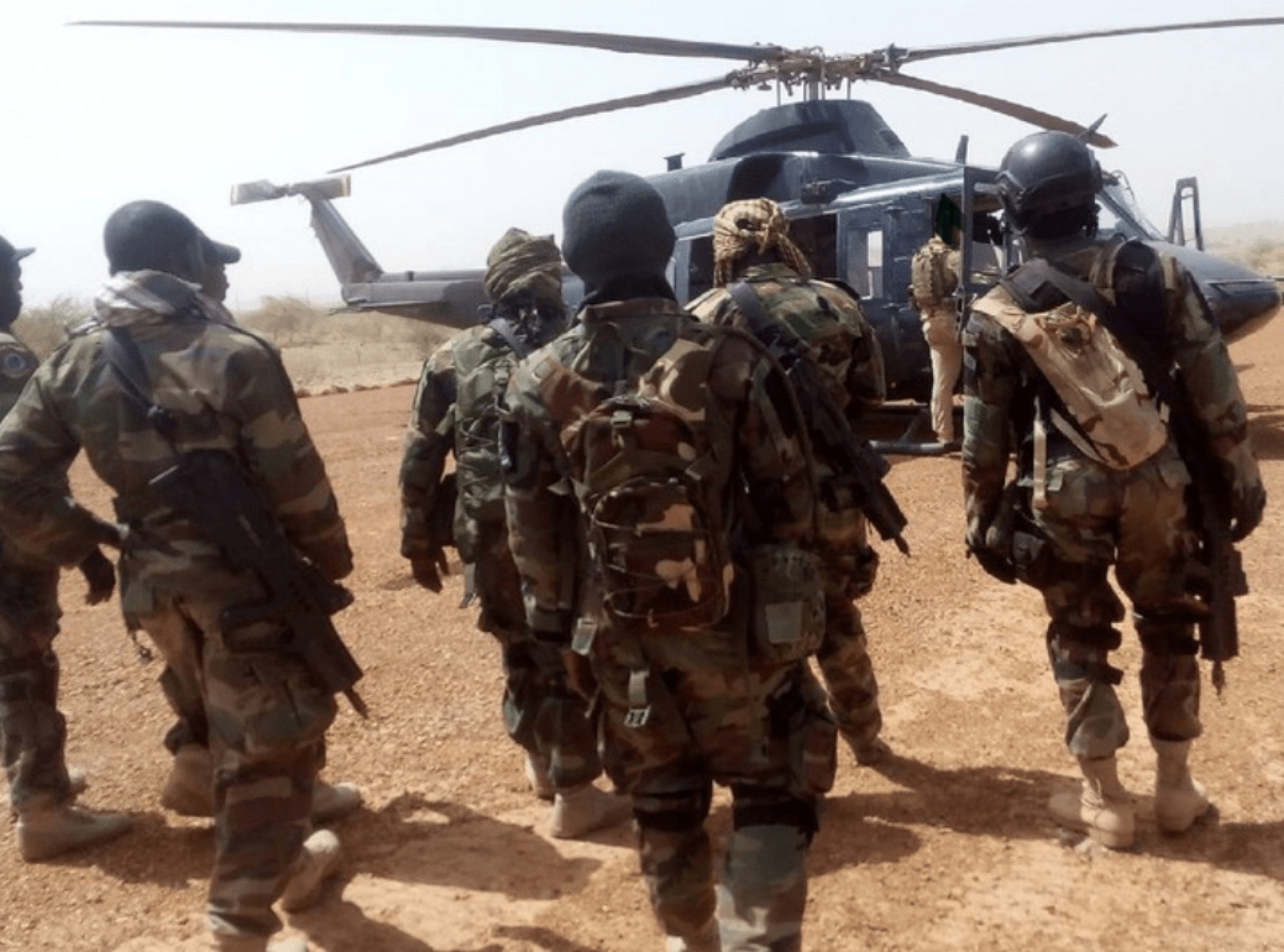 Nigerian Navy special forces exfil at their designated LZ after a