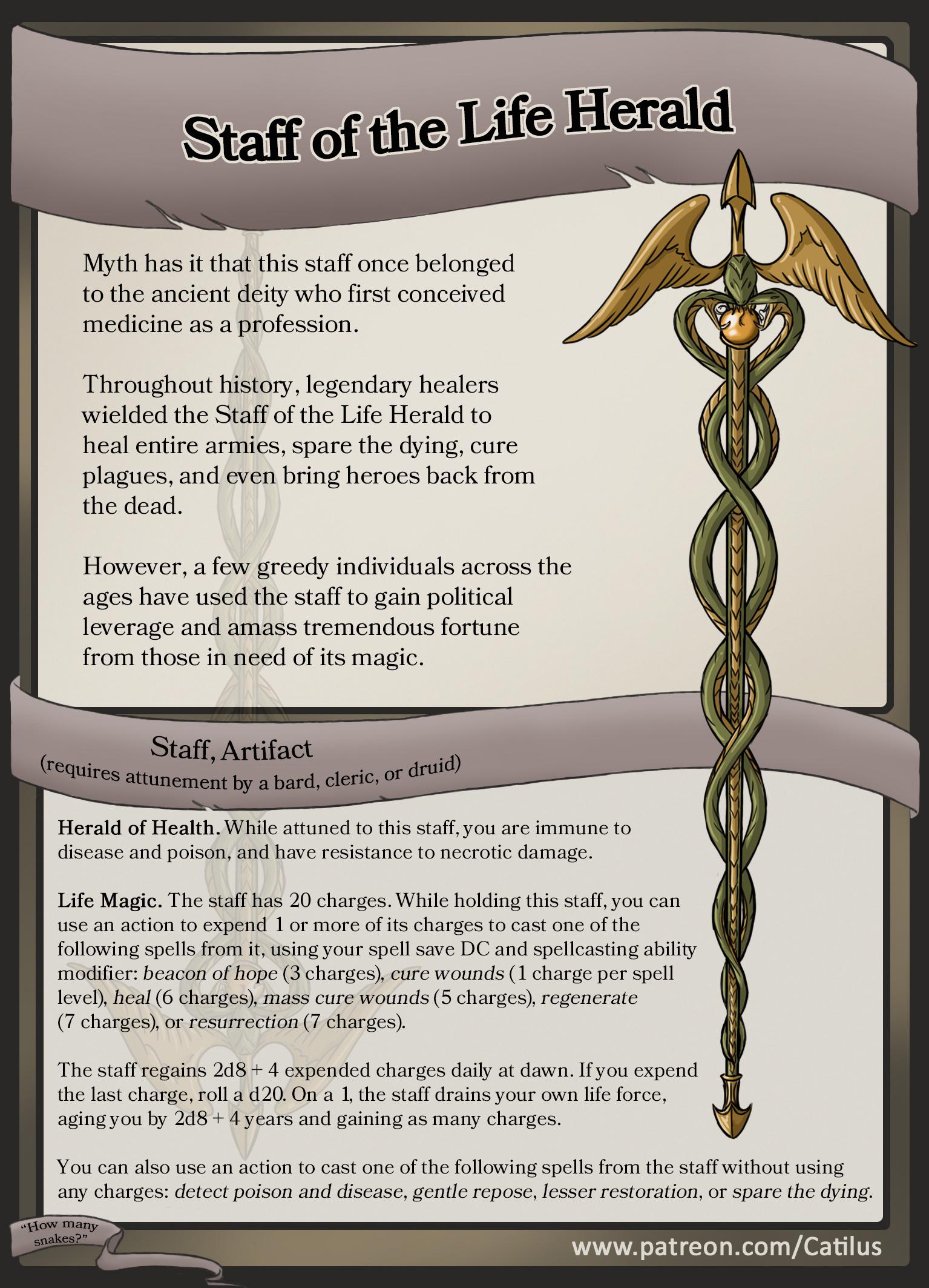 [OC] [HOMEBREW] Staff of the Life Herald by Catilus r/DnD
