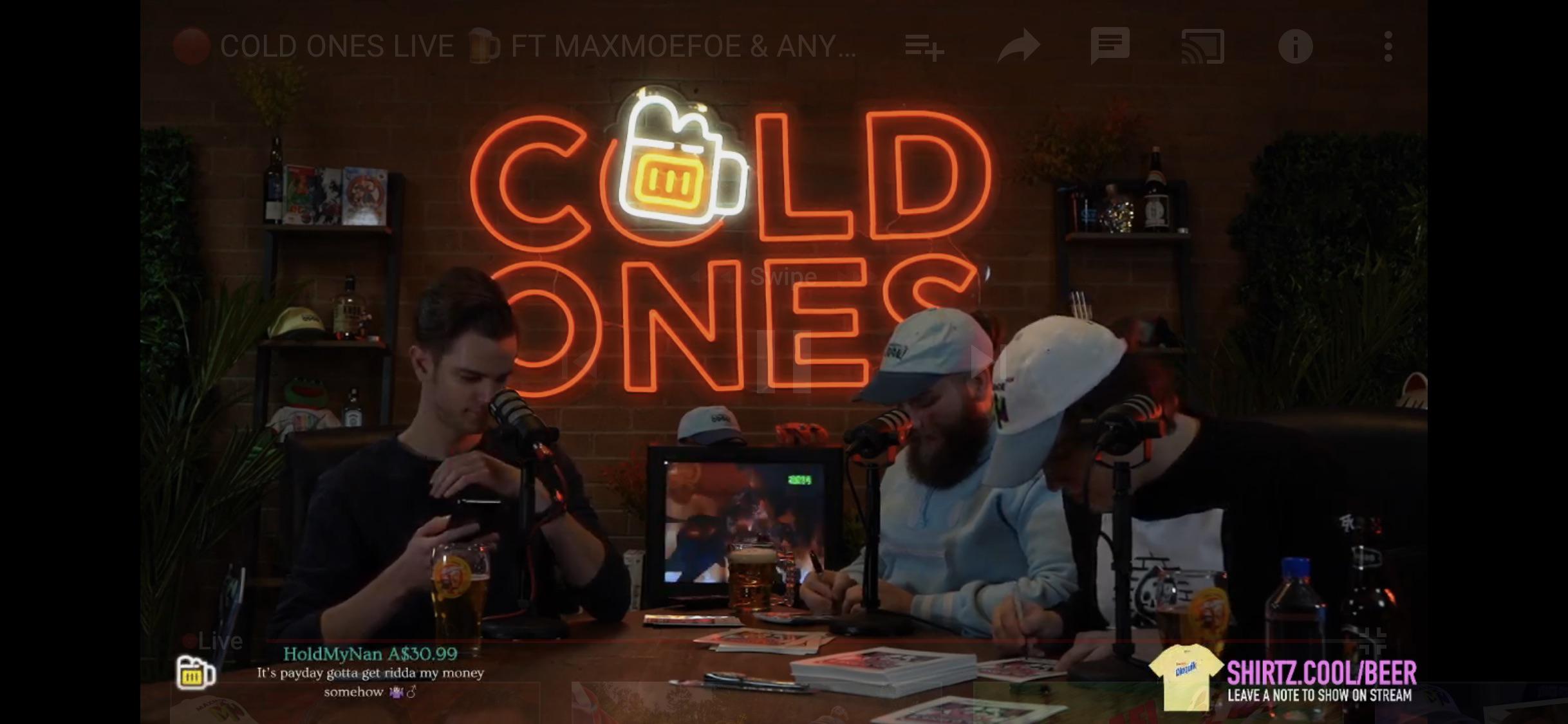 Monday night cold ones very nice *live now eggs* ColdOnes