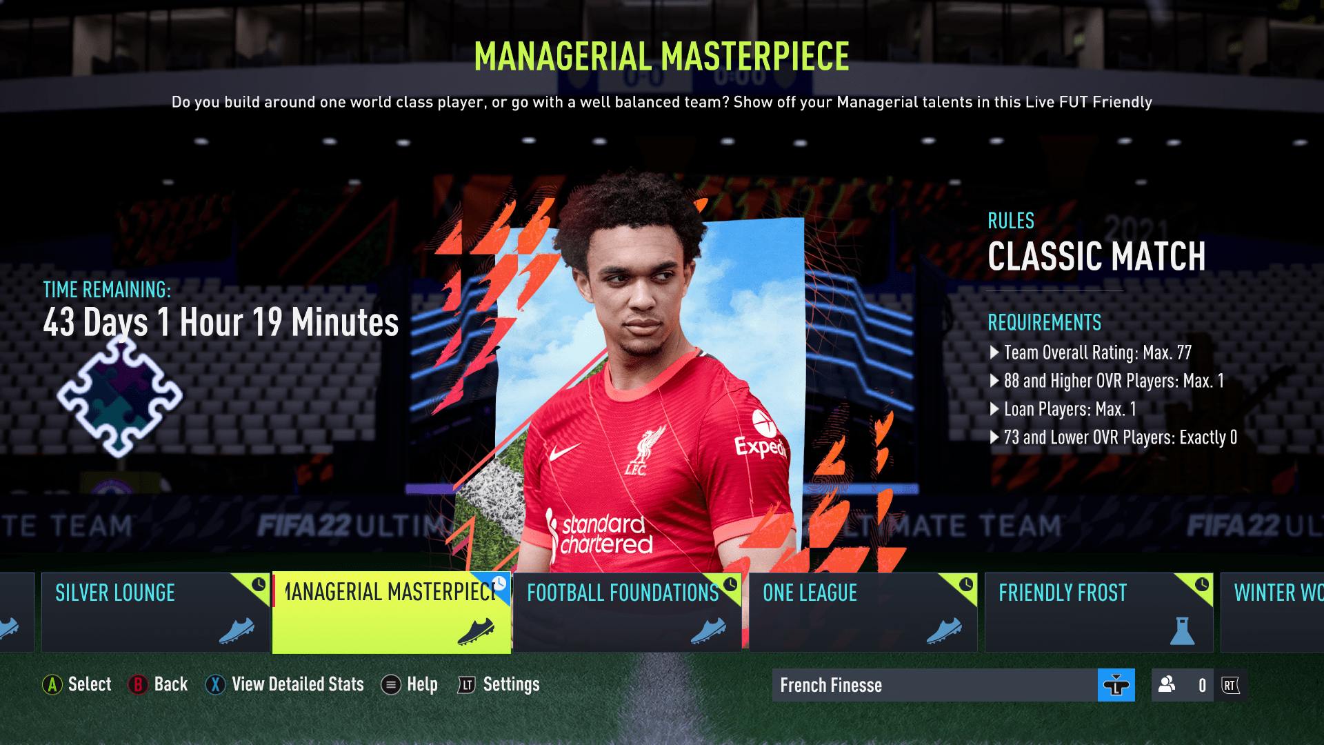 Managerial Masterpiece has been updated to allow 74 rated players silver stars can now be used
