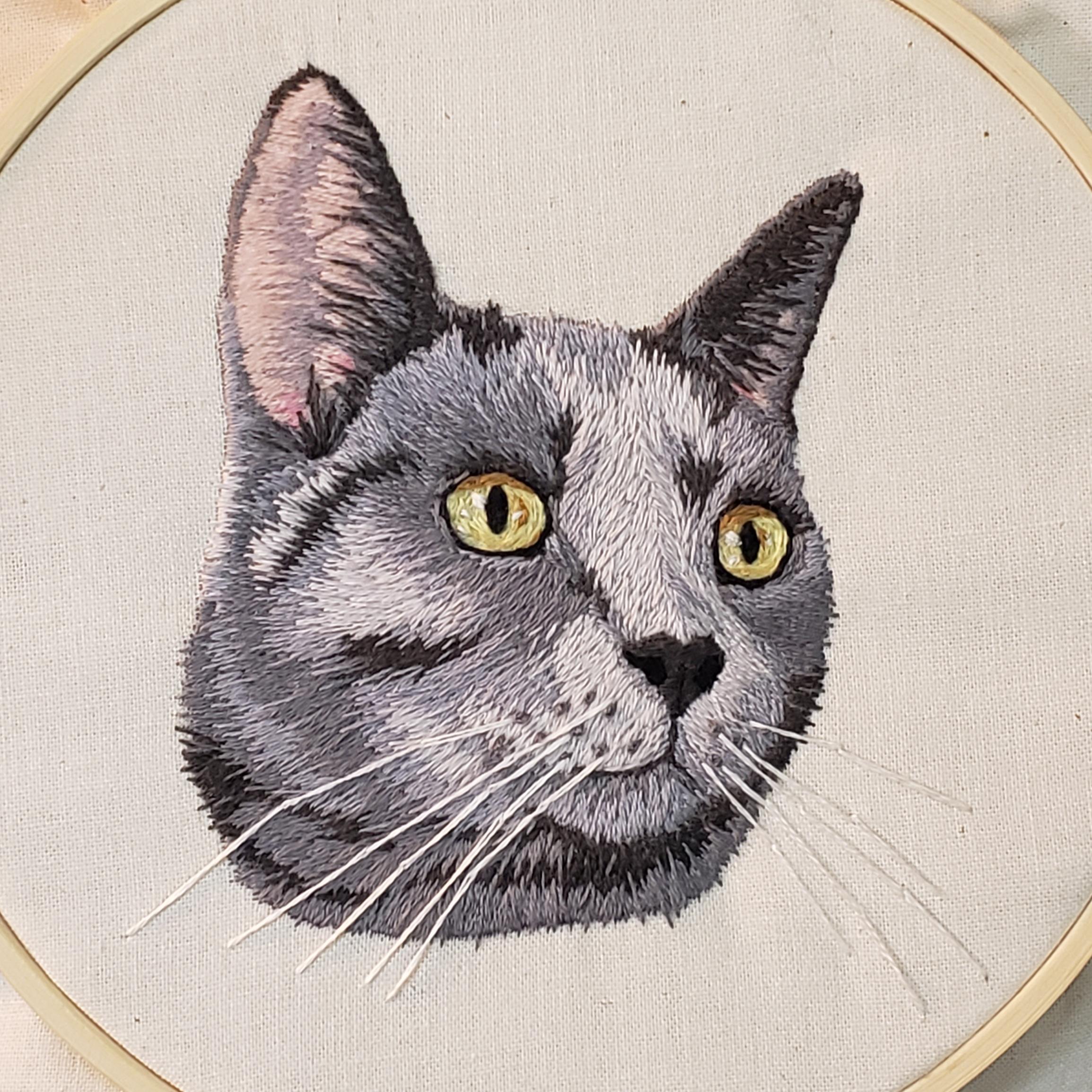 My first hand embroidered pet portrait is complete! All info about time
