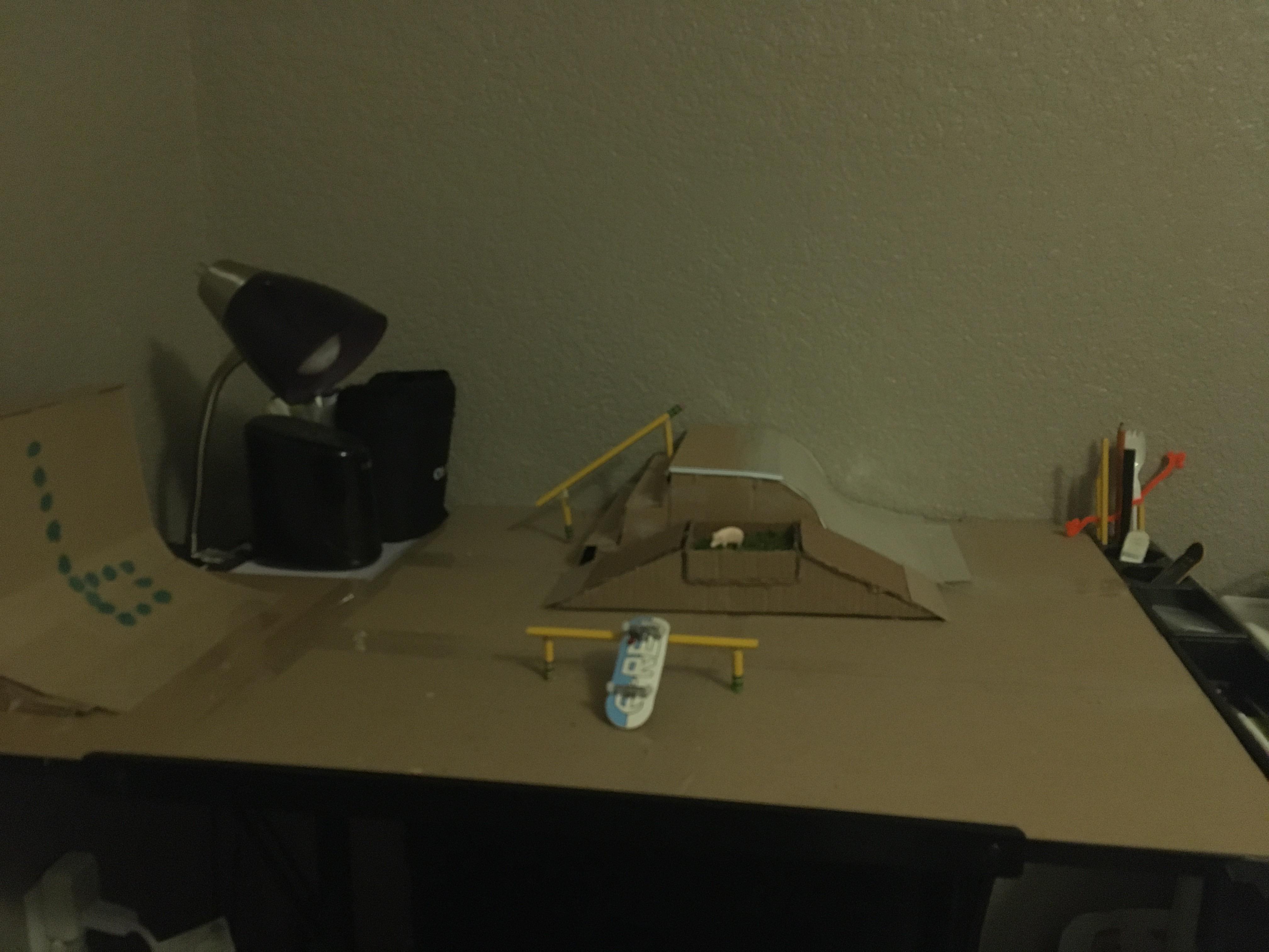 Made a sick fingerboard park on my desk with a braille wall ride r