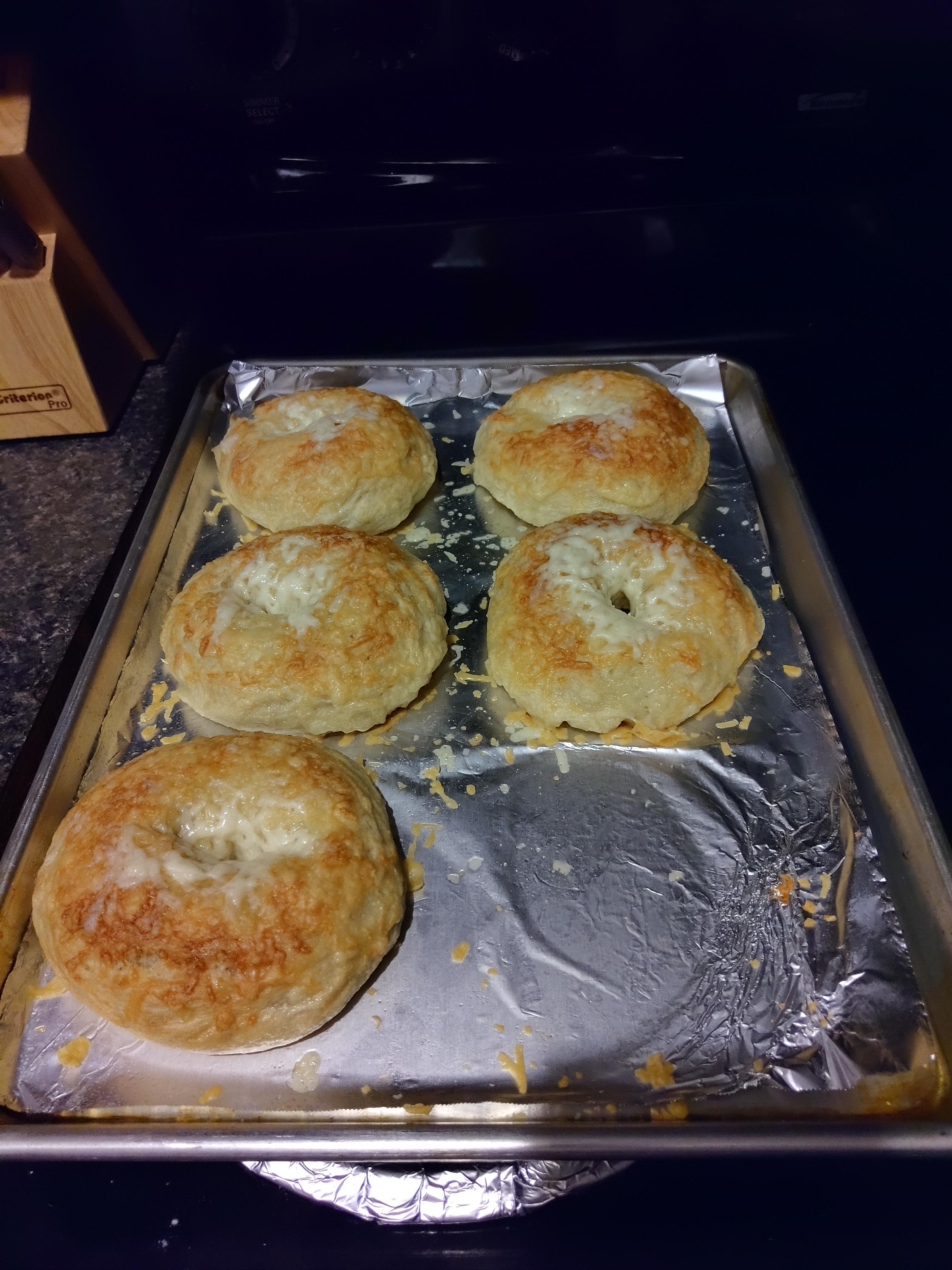 First attempt at Asiago Cheese Bagels r/Breadit