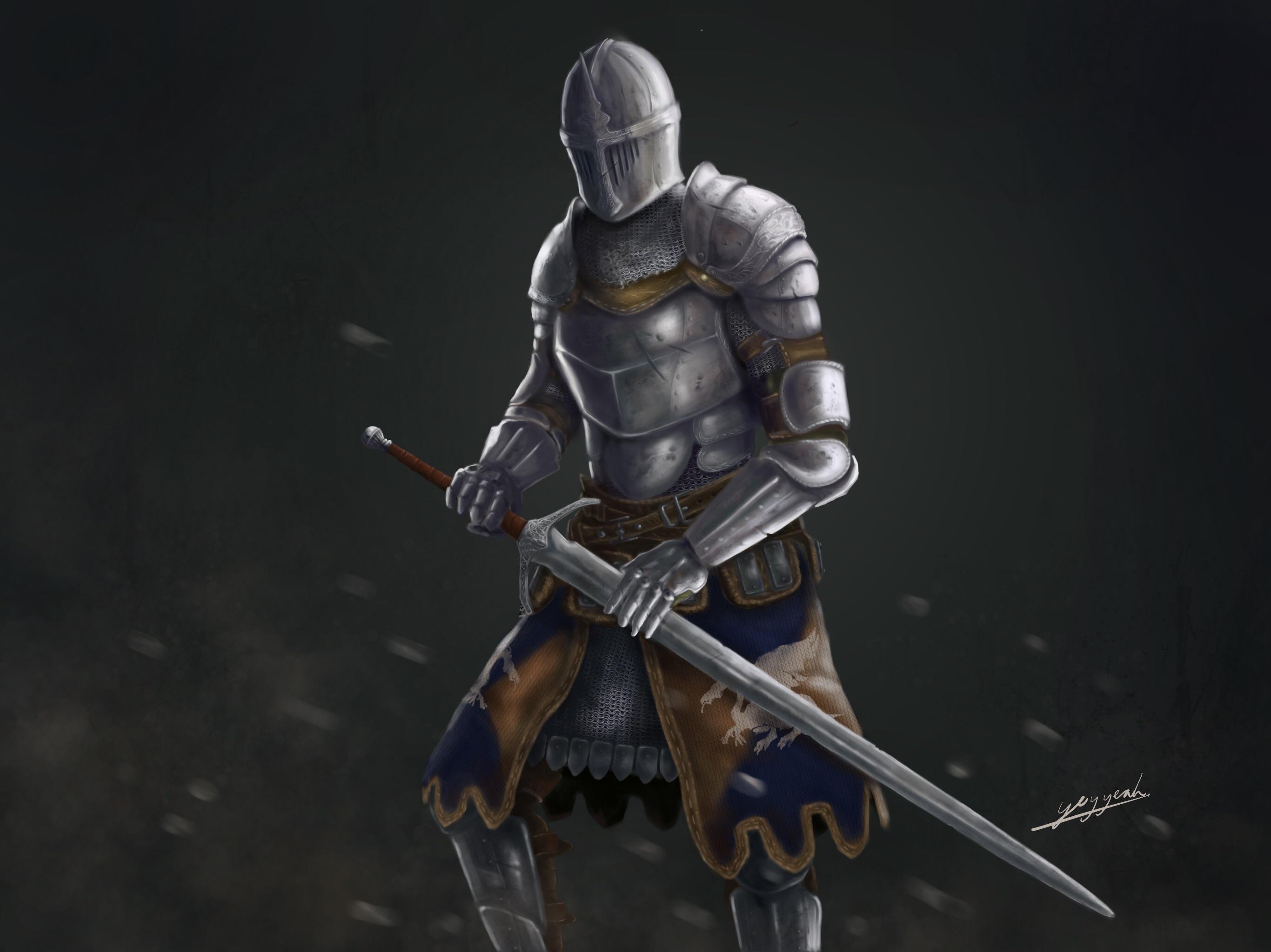 I did a digital art of a knight. Warden inspired. r/forhonor