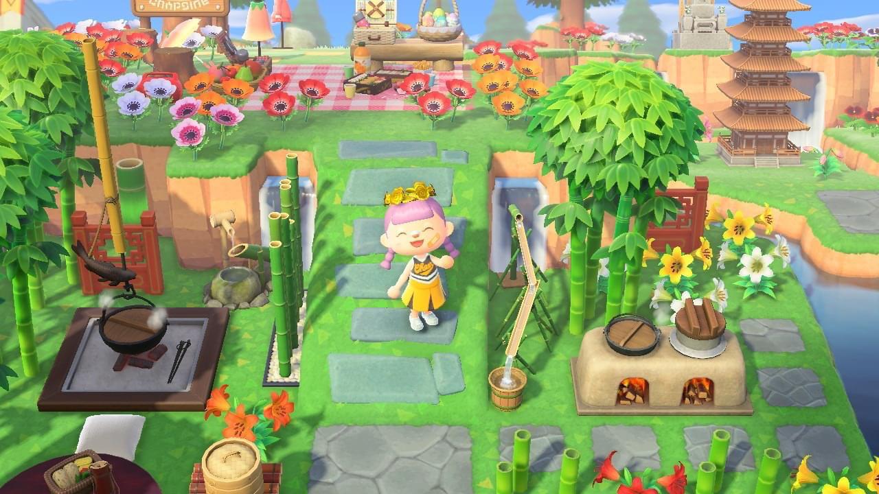 If you place the bamboo noodle slide in front of a waterfall, it kinda