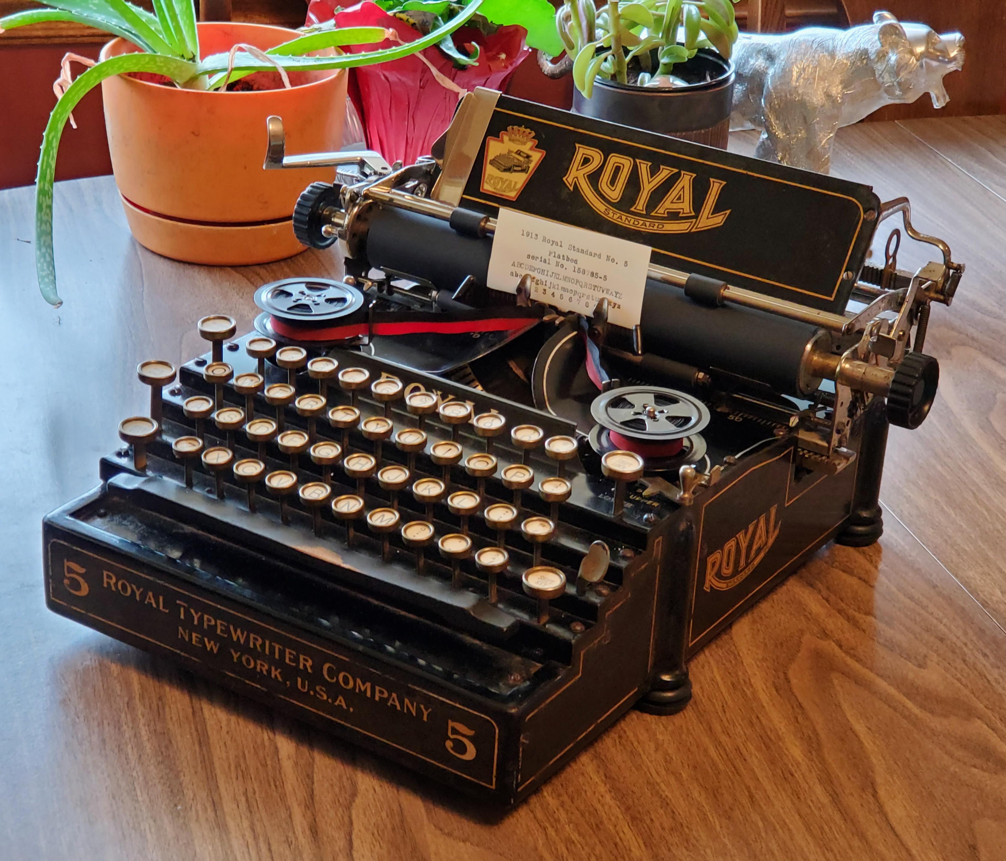1913 Royal Standard No. 5 or "Flatbed" style typewriter. All cleaned up