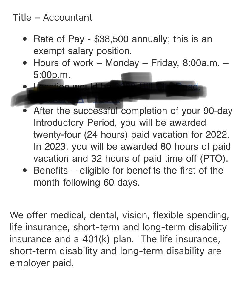 Got this job offer today. No experience, just out of school, Army